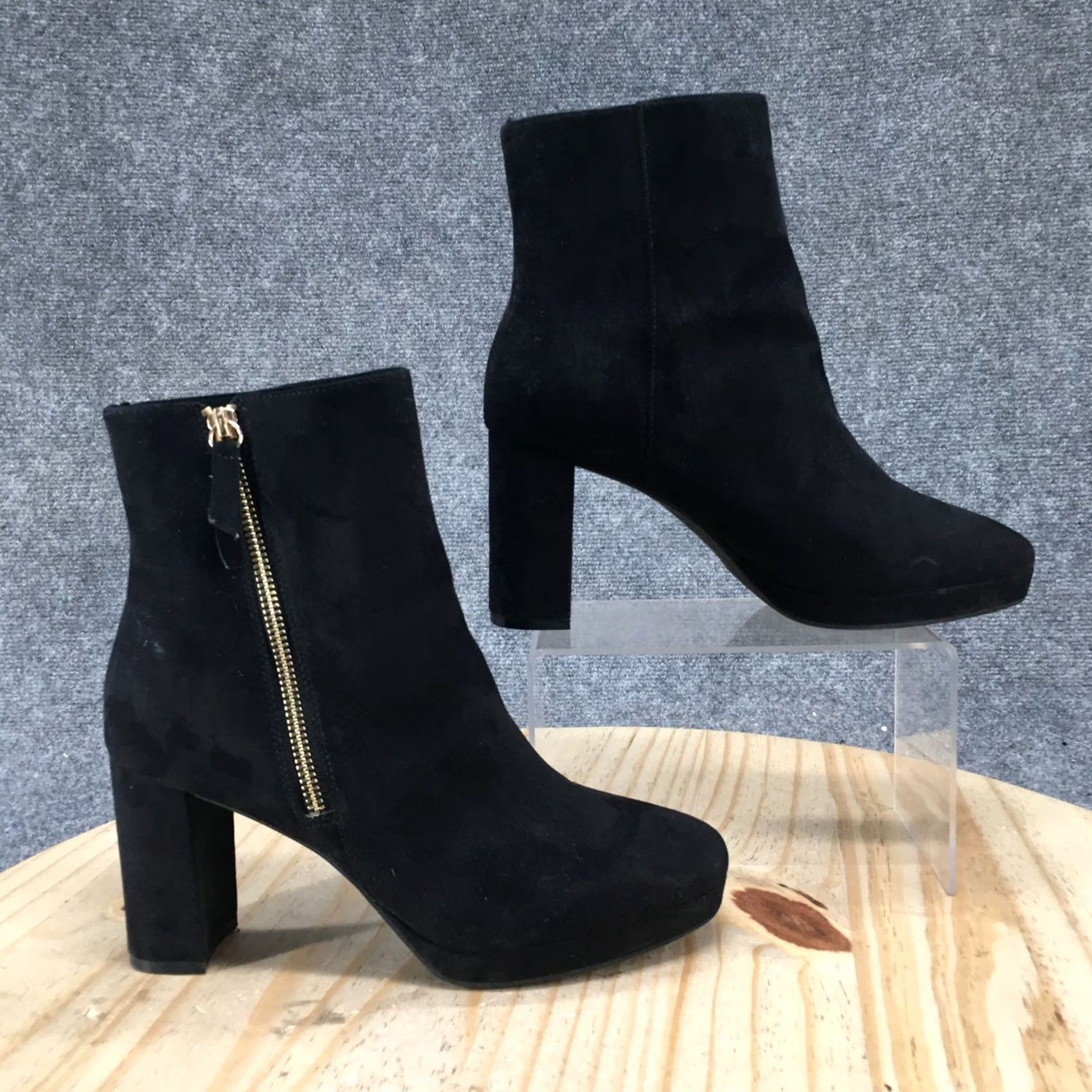 H&M H&M Boots Womens Black Ankle Booties 8.5 Faux Suede Zip Block Heel Boots Womens 9 Zip Size US 9 / IT 39 - 2 Thumbnail