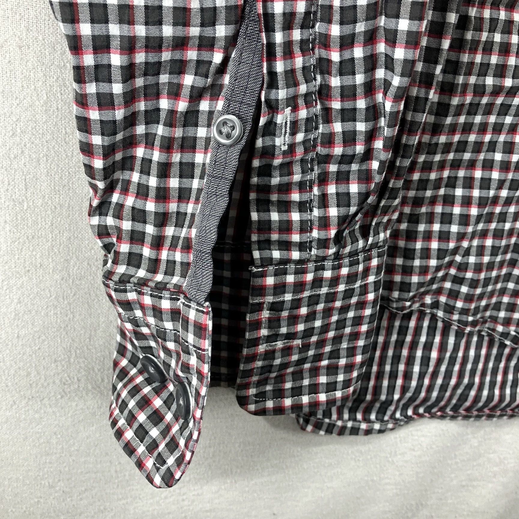 Vintage BC Clothing Expedition Button-Up Shirt Mens Large Red Black Plaid Comfort Stretch Casual All Seasons Short Sleeve? Wait Size US L / EU 52-54 / 3 - 6 Thumbnail
