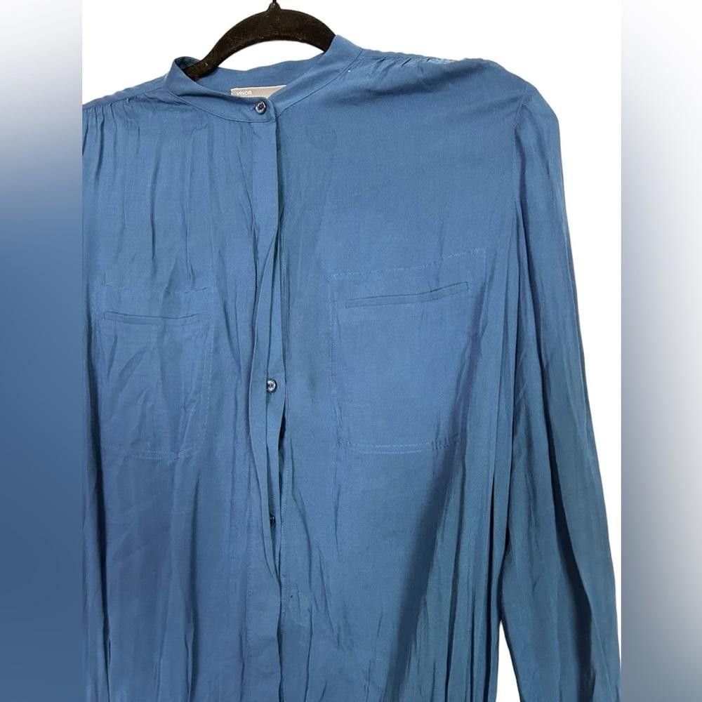 Vince Vince. I Shirred Long Sleeve Sheer Dress Blue XS Size XS / US 0-2 / IT 36-38 - 4 Thumbnail