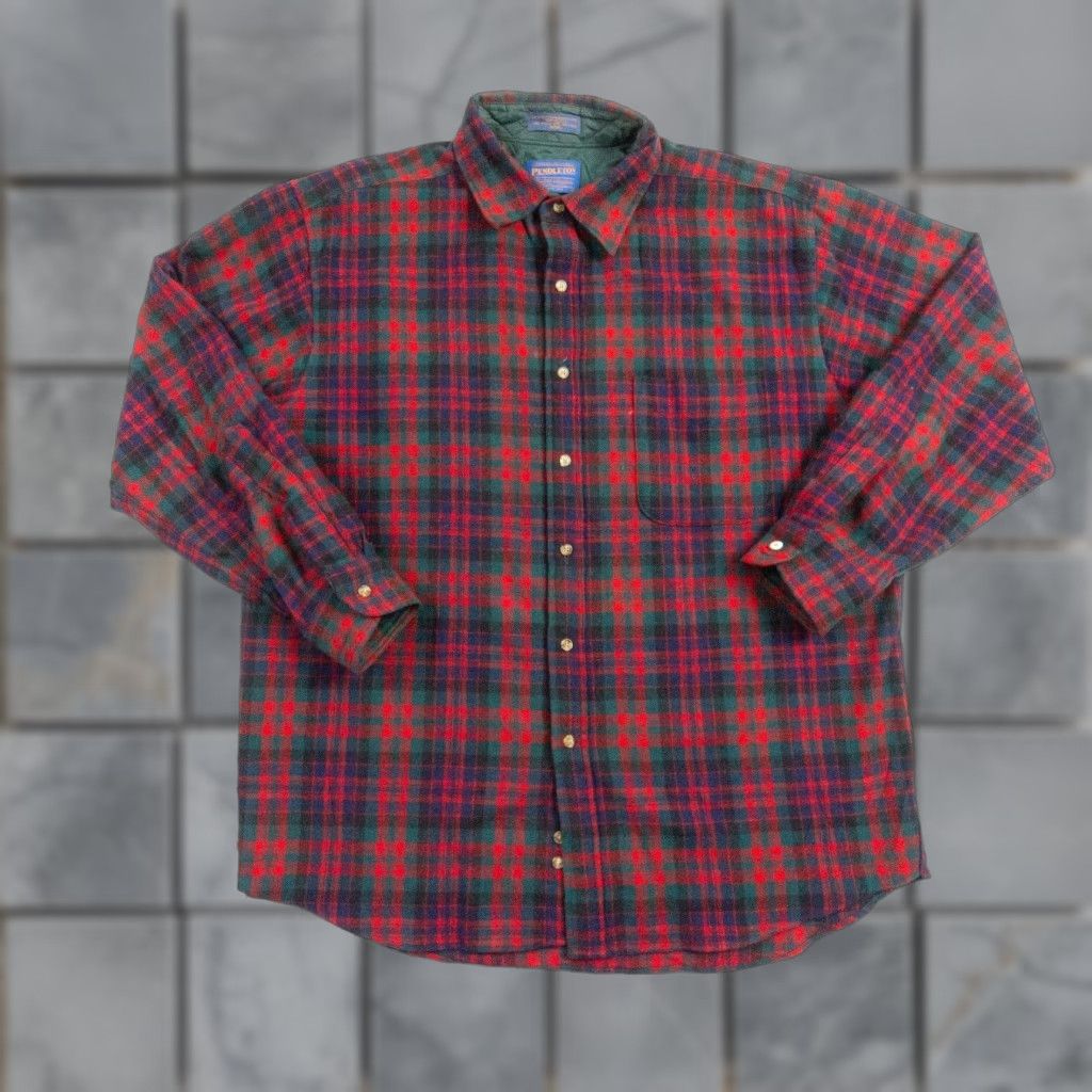 Pendleton VINTAGE Pendleton Flannel Button-Up Shirt Mens Large Red Plaid Wool Outdoors Size US L / EU 52-54 / 3 - 1 Thumbnail