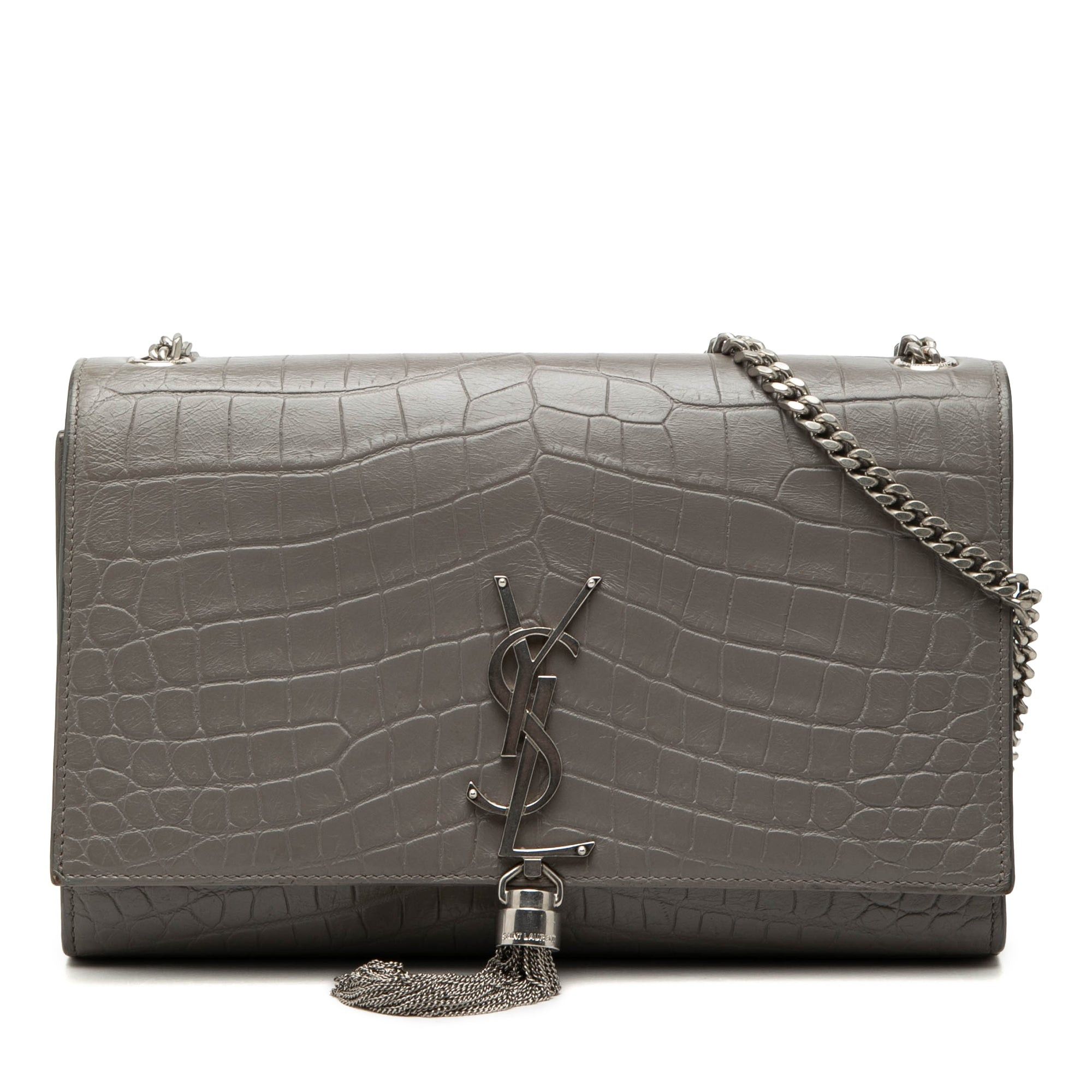 Saint Laurent Paris Medium Croc Embossed Leather Monogram Kate Tassel Crossbody Size ONE SIZE - 1 Thumbnail