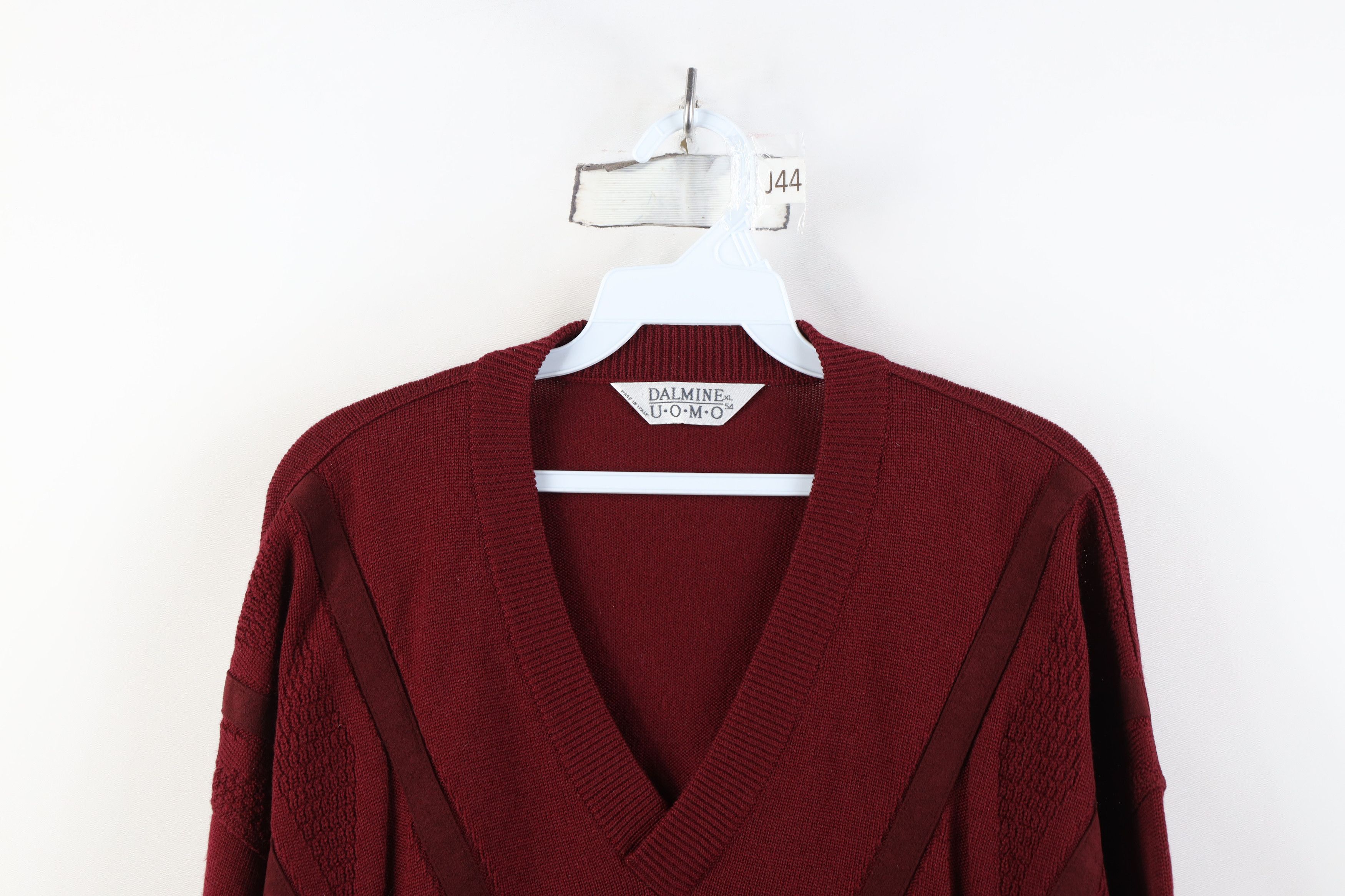 Vintage Vintage 90s Streetwear Wool Knit V-Neck Sweater Red Italy Size US XL / EU 56 / 4 - 2 Thumbnail