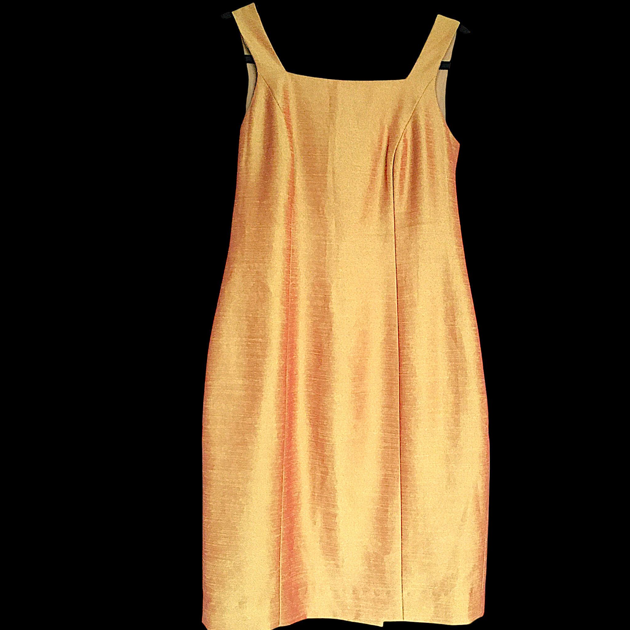 Vintage Vintage Silk Shantung Dress – Retro 1960s Design, Sheath Fit Size M / US 6-8 / IT 42-44 - 3 Thumbnail
