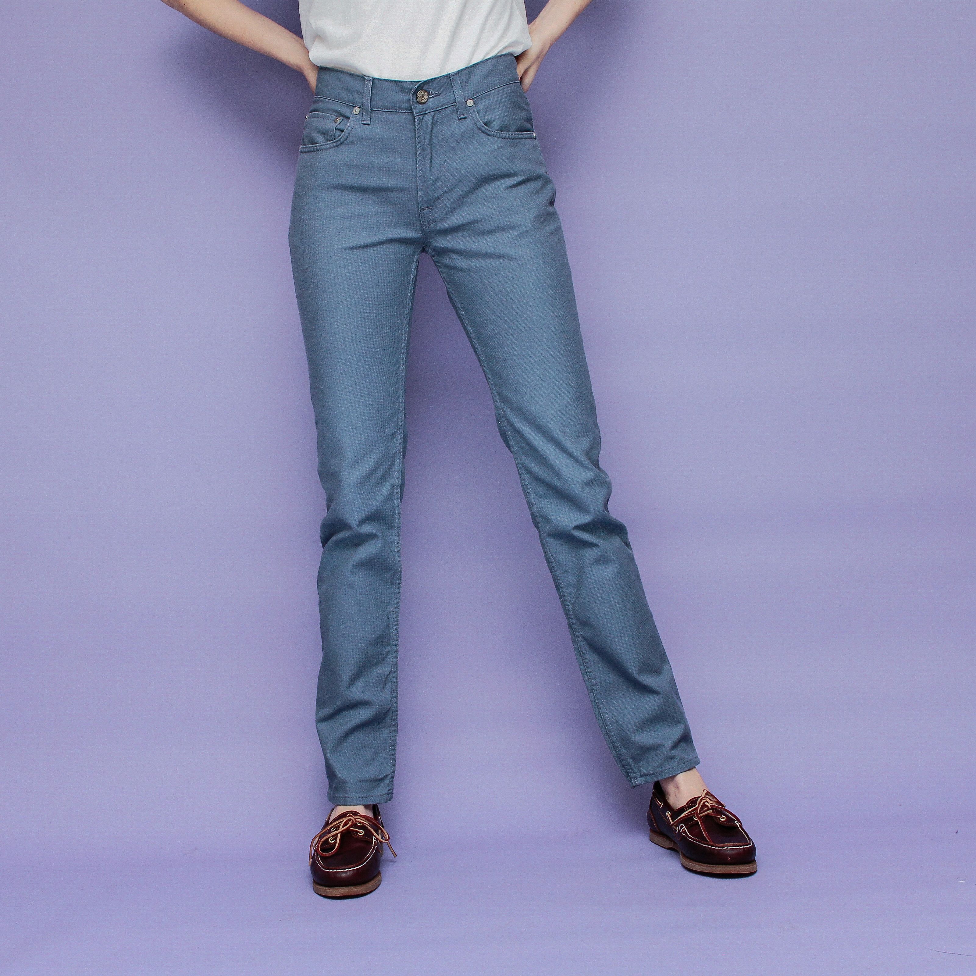 image of Acne Studios Mid Rise Skinny Blue Trousers in Ace Blue, Women's (Size 26)