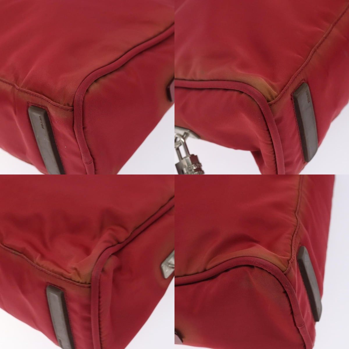 Prada PRADA Hand Bag Nylon Red Silver Size ONE SIZE - 10 Thumbnail