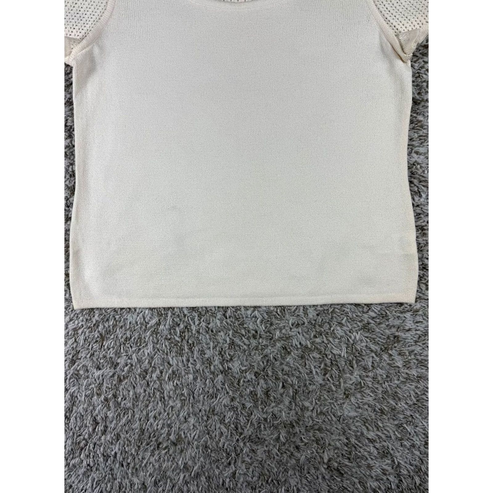 St. John St. John Sport Knit Top Womens Size S Cream Wool Blend Open Sleeves Size S / US 4 / IT 40 - 3 Thumbnail