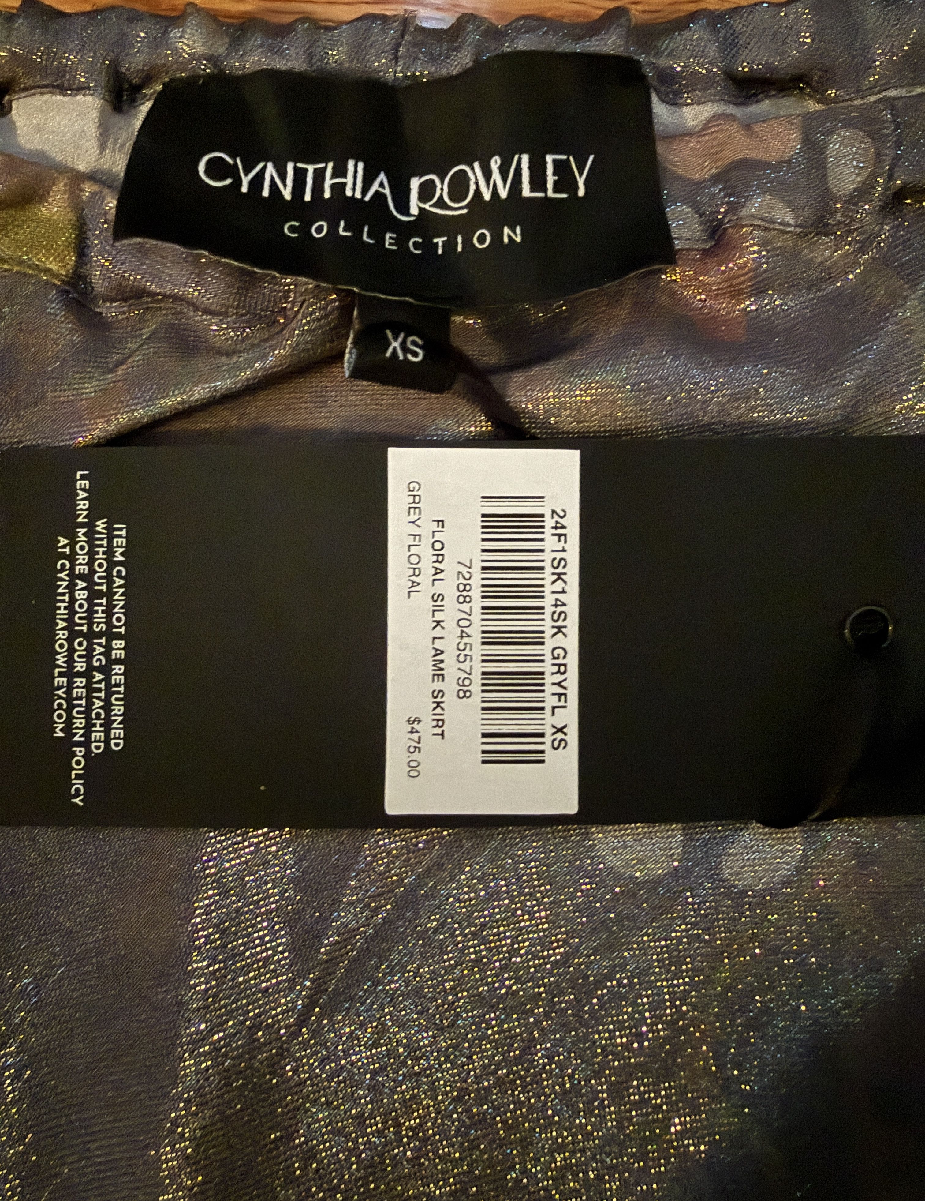 Cynthia Rowley CLAUDE SILK LAMÉ SKIRT Size 25" / US 0 / IT 36 - 5 Thumbnail