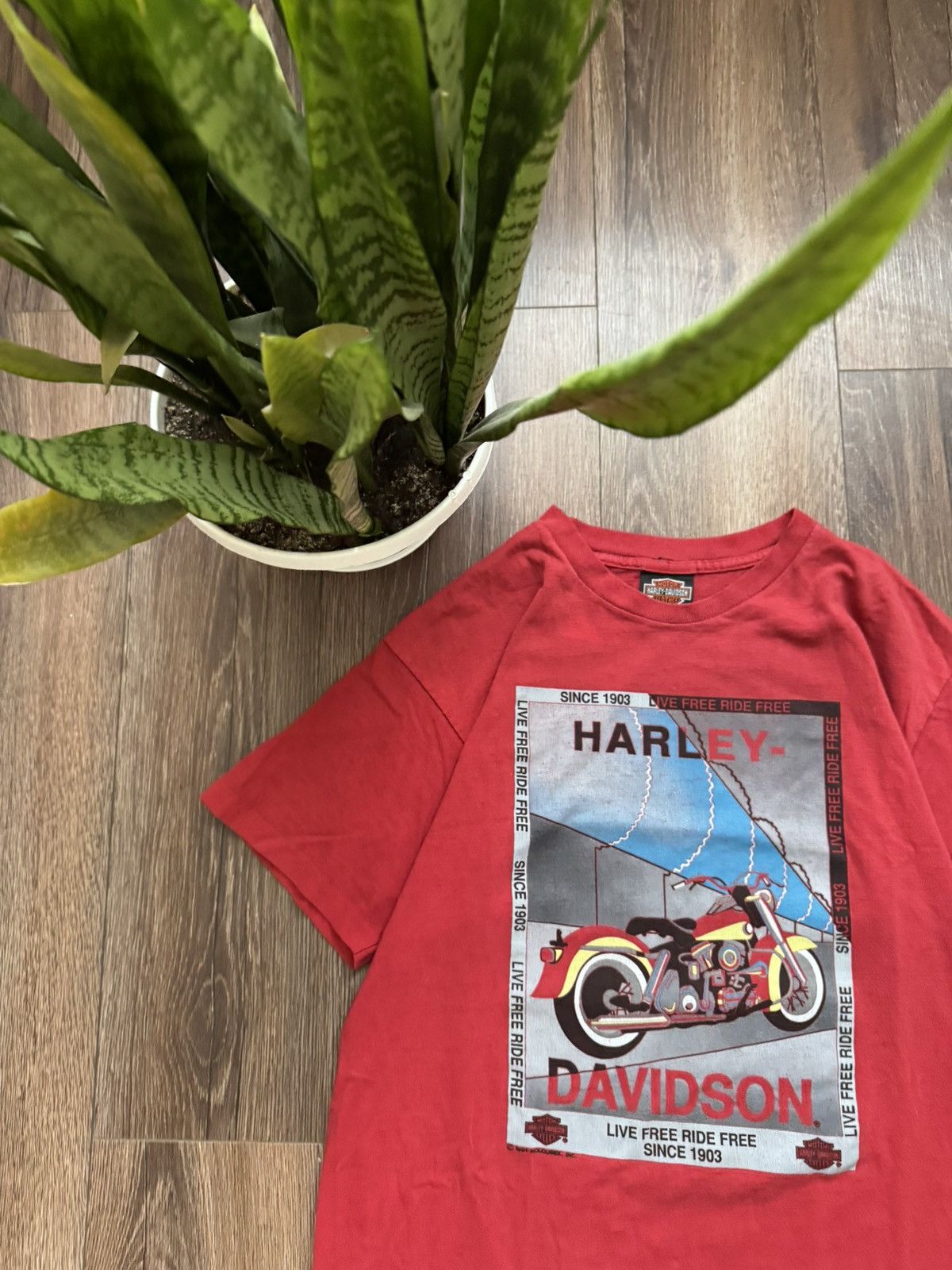 Harley Davidson Vintage Harley Davidson 1991 men’s big logo red t shirt Size US L / EU 52-54 / 3 - 2 Thumbnail