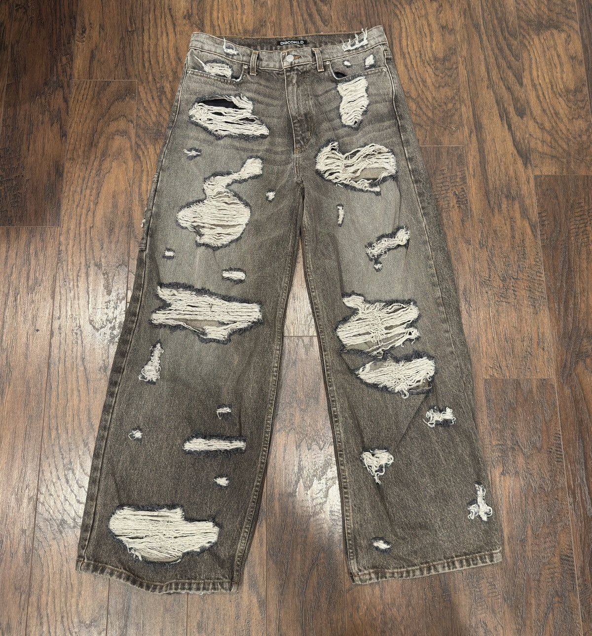 Japanese Brand DISCONTD Destroyed Bistre Denim Size US 32 / EU 48 - 1 Thumbnail