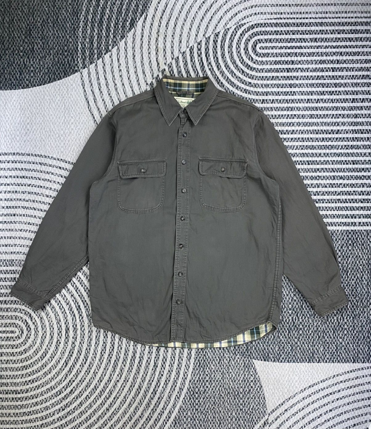 L.L. Bean Vtg L.L.Bean Grey Colour Plaid Lining Flannel Size US L / EU 52-54 / 3 - 1 Thumbnail
