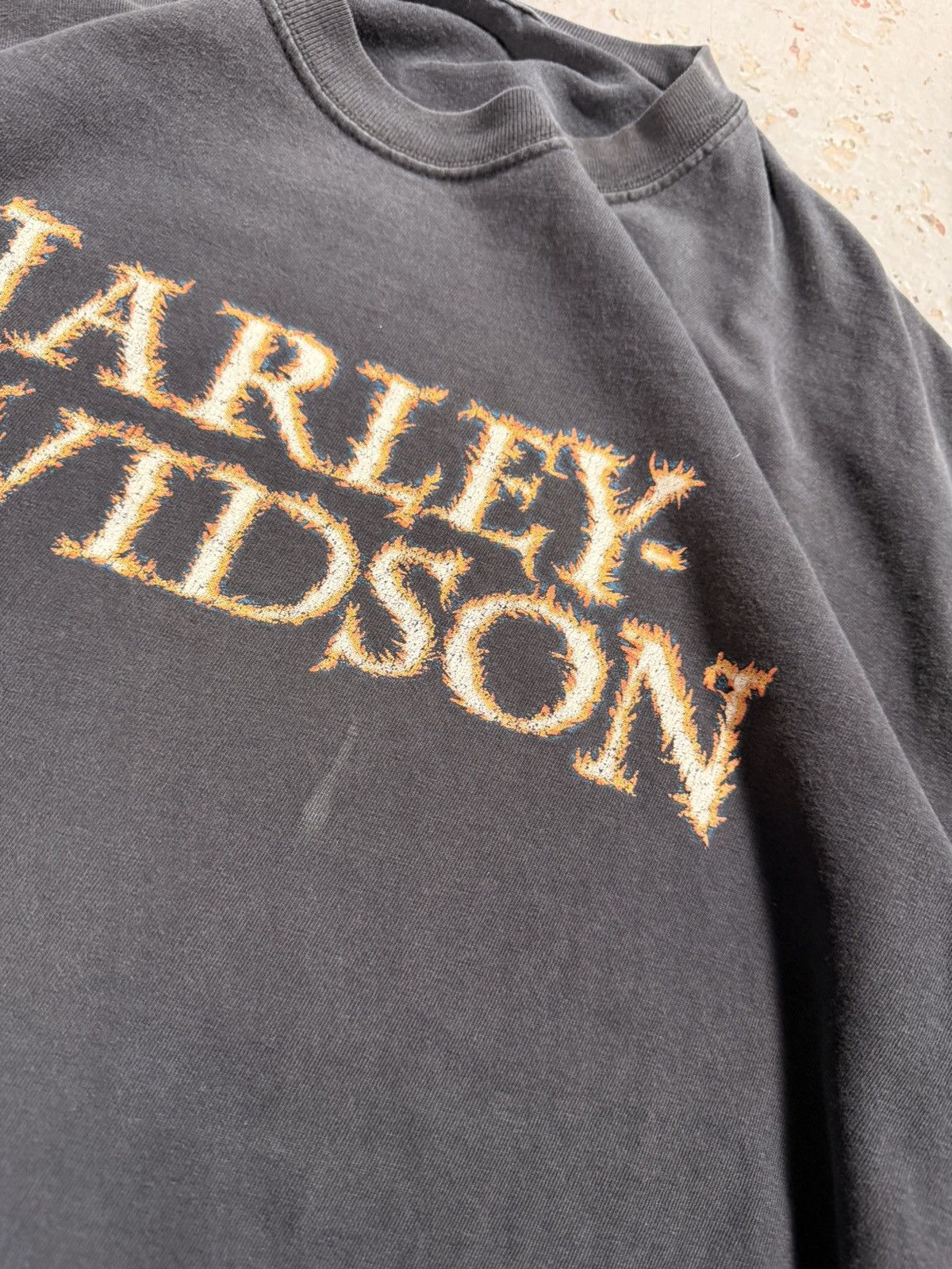 Harley Davidson Insane Sun Faded Distressed Flaming Harley Davidson Tee Size US XXL / EU 58 / 5 - 4 Thumbnail