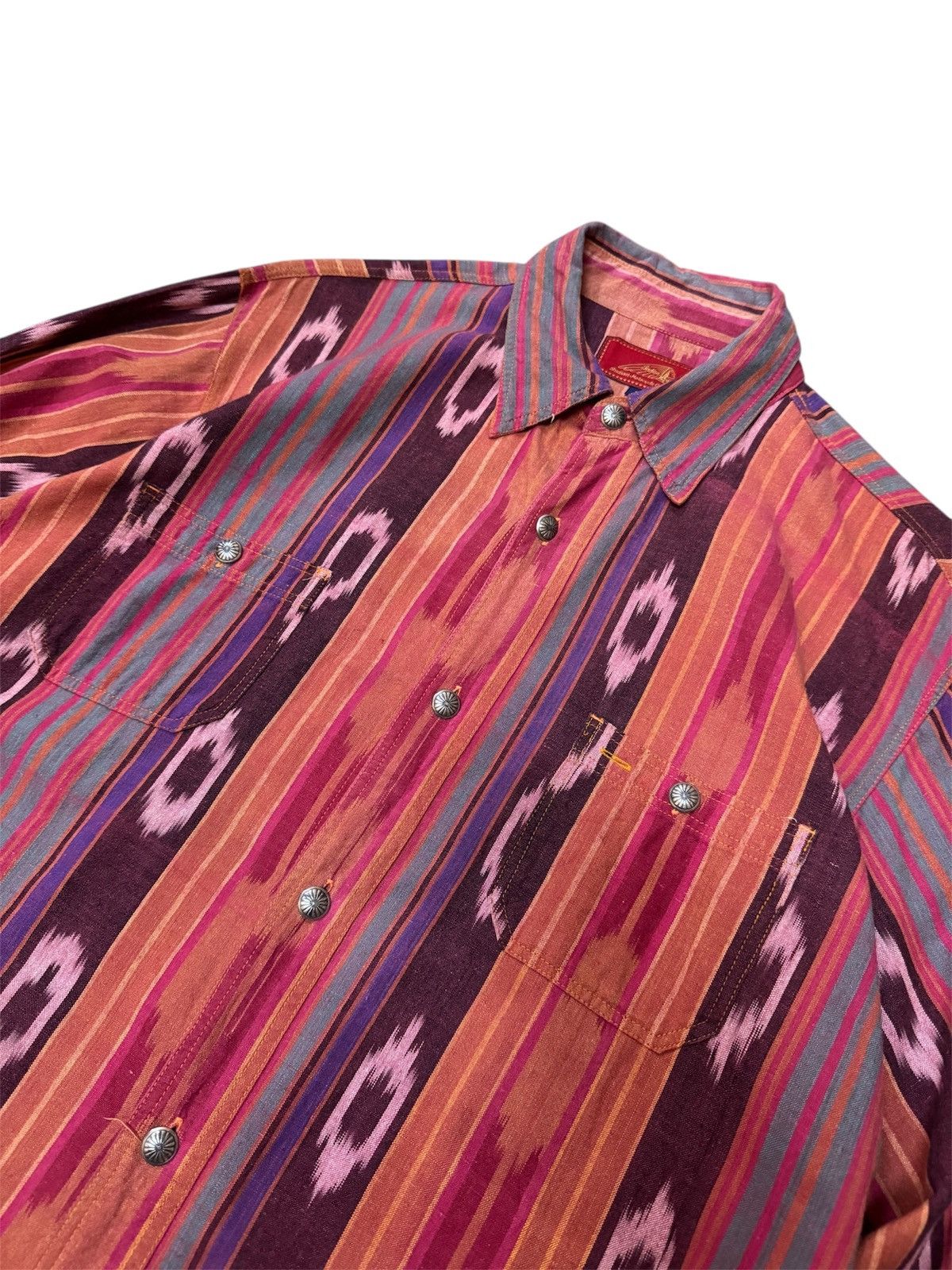 Indian Motorcycle × Japanese Brand × Vintage Vintage Indian Motorcycle Navajo Pattern Party Shirt Size US L / EU 52-54 / 3 - 2 Thumbnail