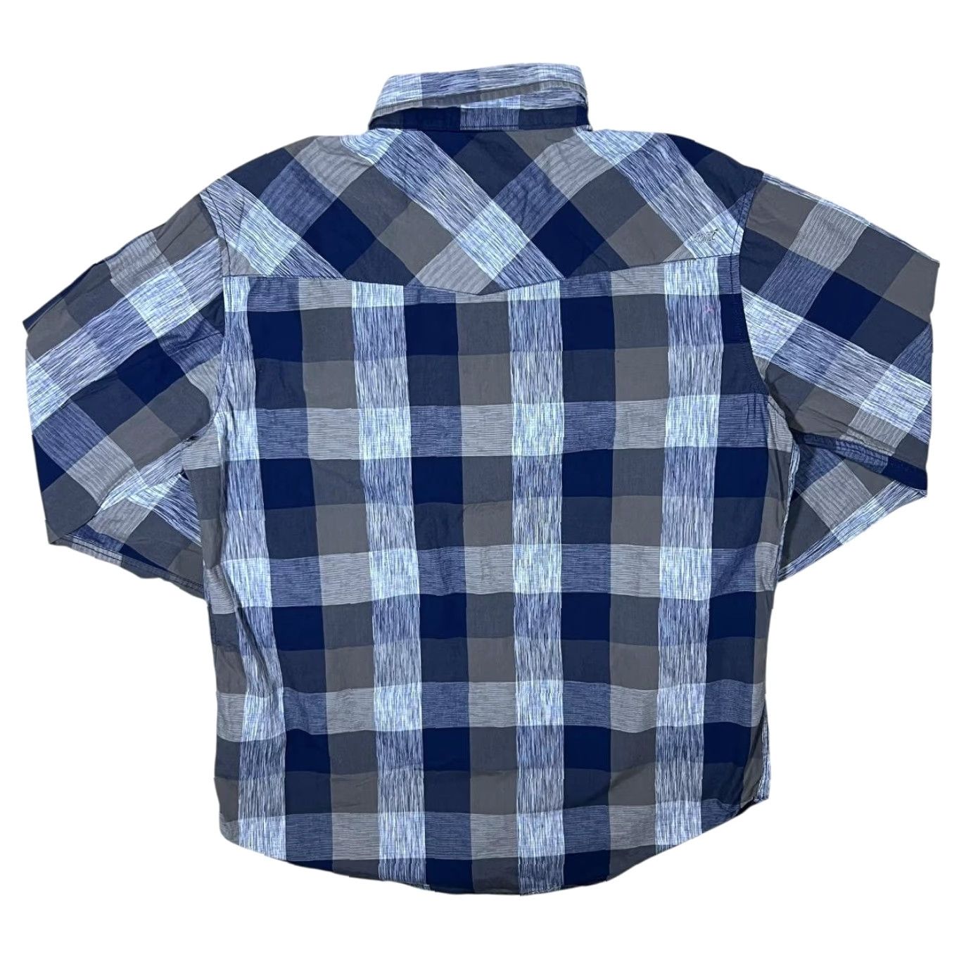 Vintage Coastal Cowboy Western Style Plaid Check Popper Long Sleeve Shirt XL Men Blue/Grey Check Popper Button-Up Size US XL / EU 56 / 4 - 3 Thumbnail