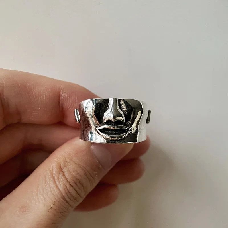 Vintage Retro Half Face Ring Size ONE SIZE - 2 Thumbnail