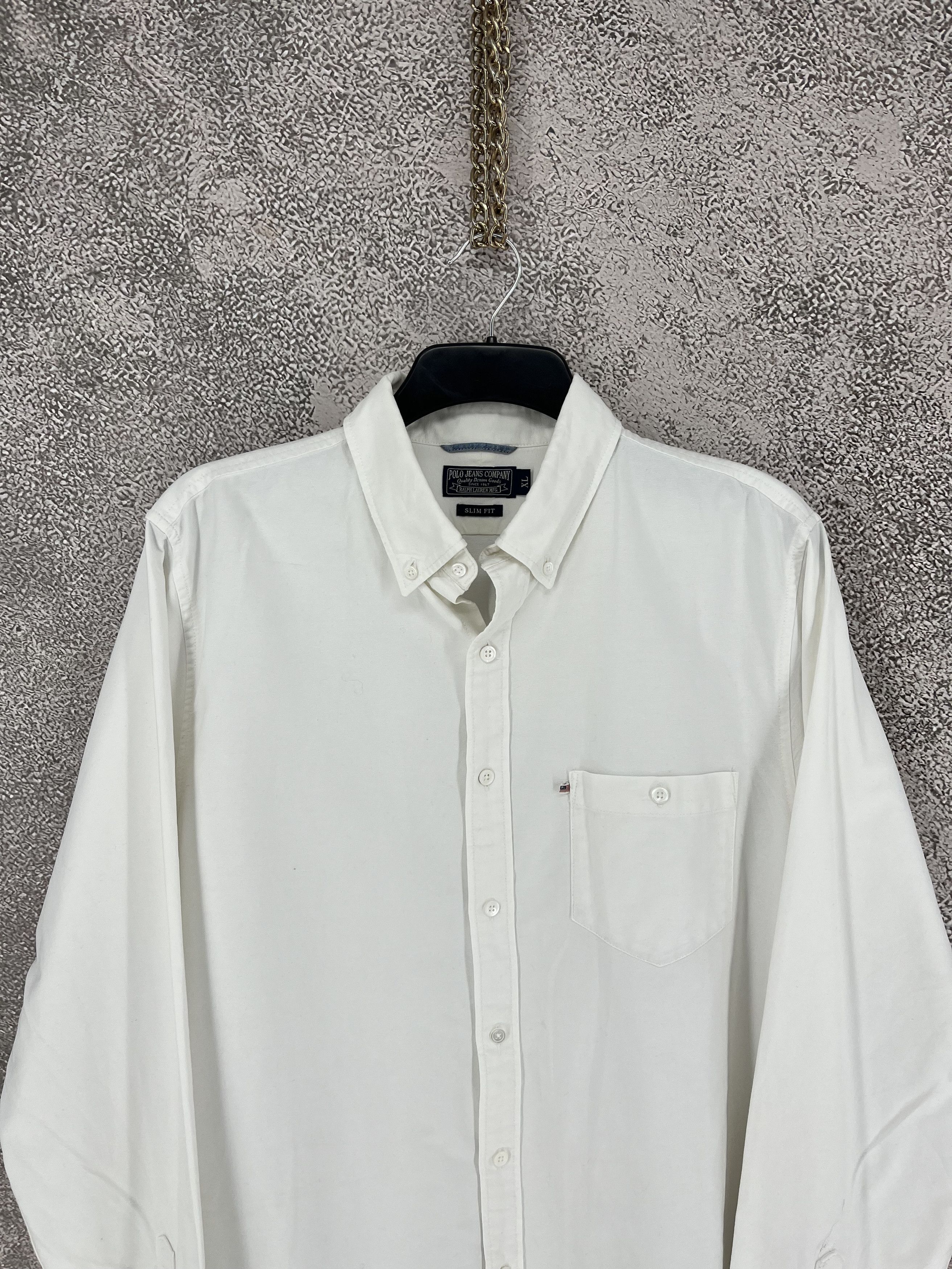Polo Ralph Lauren Men's Jeans Company Shirt Formal Cotton Casual White Size-XL Size US XL / EU 56 / 4 - 6 Thumbnail