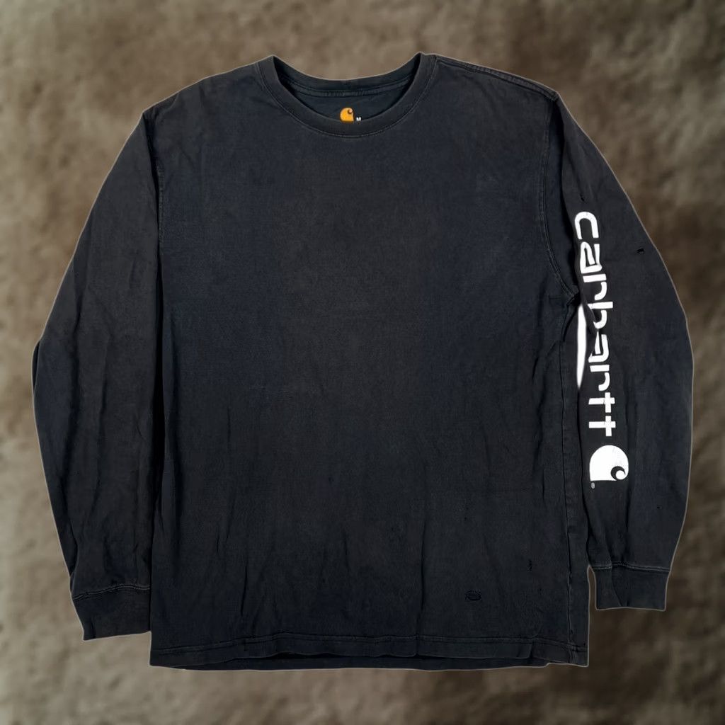 Carhartt VINTAGE Carhartt Long Sleeve T-Shirt Mens Medium Black 90s Classic Grunge Outdoor Sleeve Spell Out Faded Tee Size US M / EU 48-50 / 2 - 1 Thumbnail