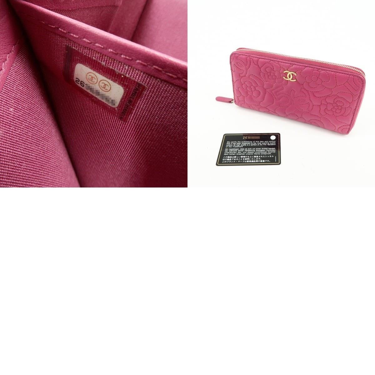 Chanel Chanel Camellia No.5 CC Logo Calfskin Zippy Long Wallet Pink Size ONE SIZE - 8 Thumbnail