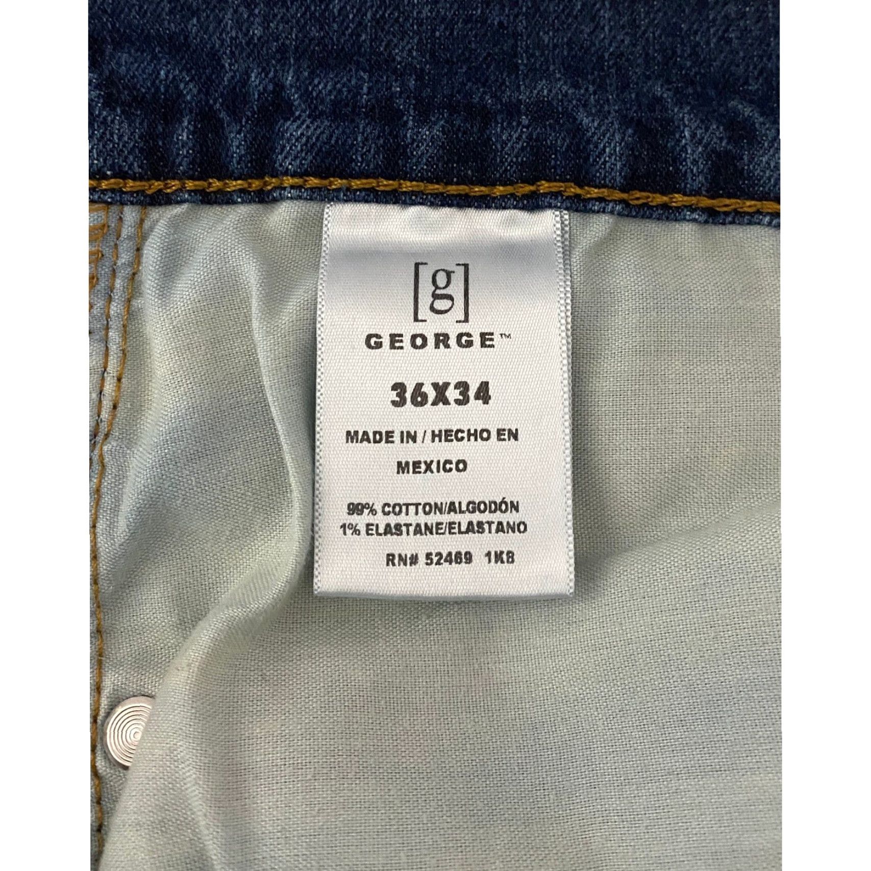 George GEORGE Jeans Mens Straight Leg Size 36x34 Dark Wash Denim Pants Blue 5-Pocket Comfort Stretch Regular Rise Mid 34 In Inseam Jeans Mens Size US 36 / EU 52 - 6 Thumbnail