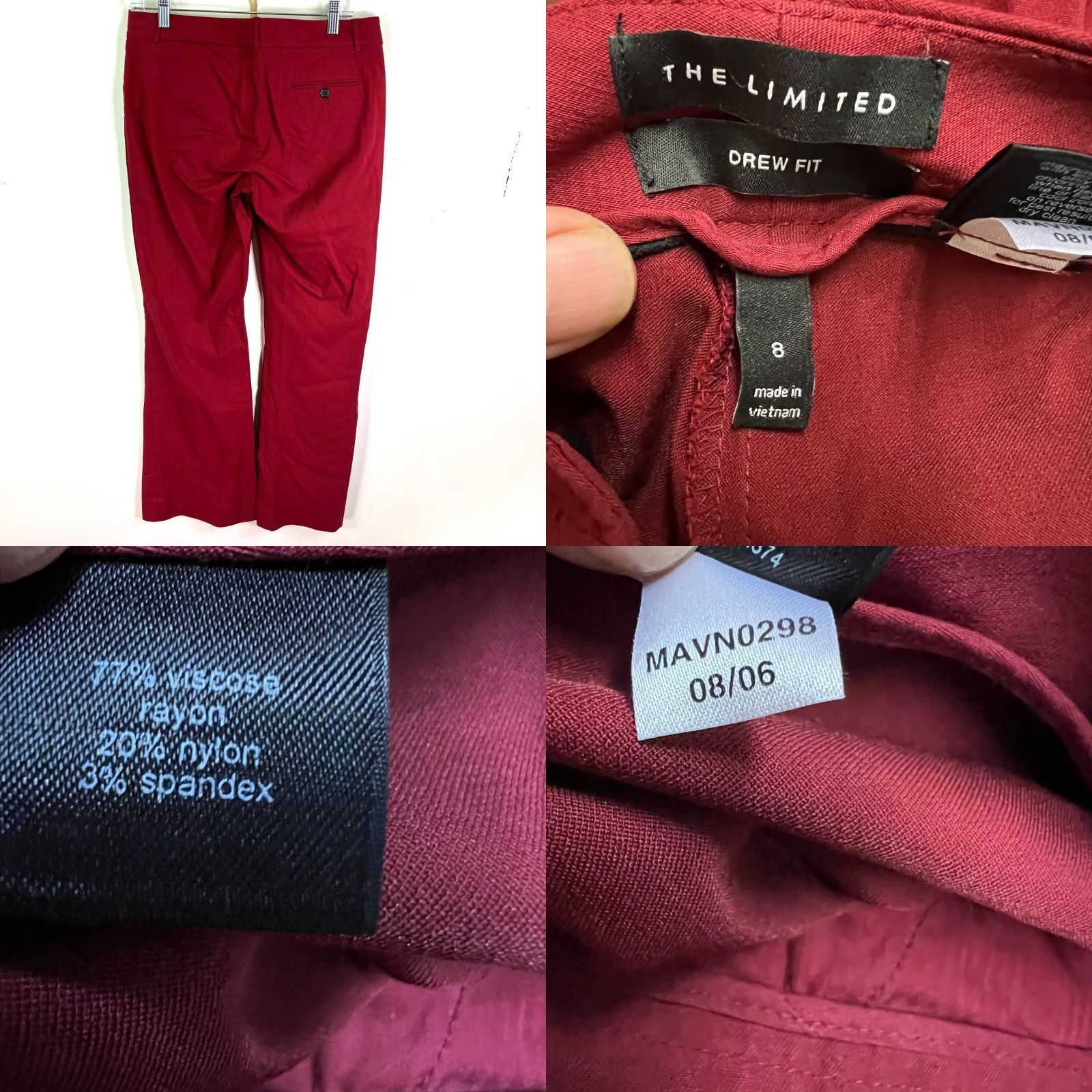 Vintage The Limited Drew Fit Wide Leg Pants Womens 8 Red Pocketed Size 30" / US 8 / IT 44 - 8 Thumbnail