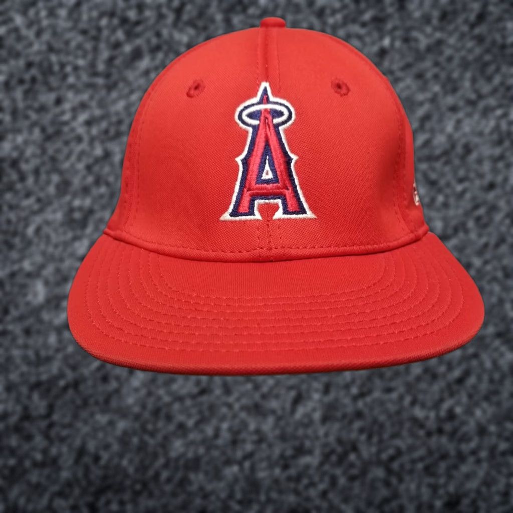MLB The Game Gametek II Stretch Fitted Baseball Hat M Los Angeles Angels MLB Mens Red Cap Size ONE SIZE - 1 Thumbnail