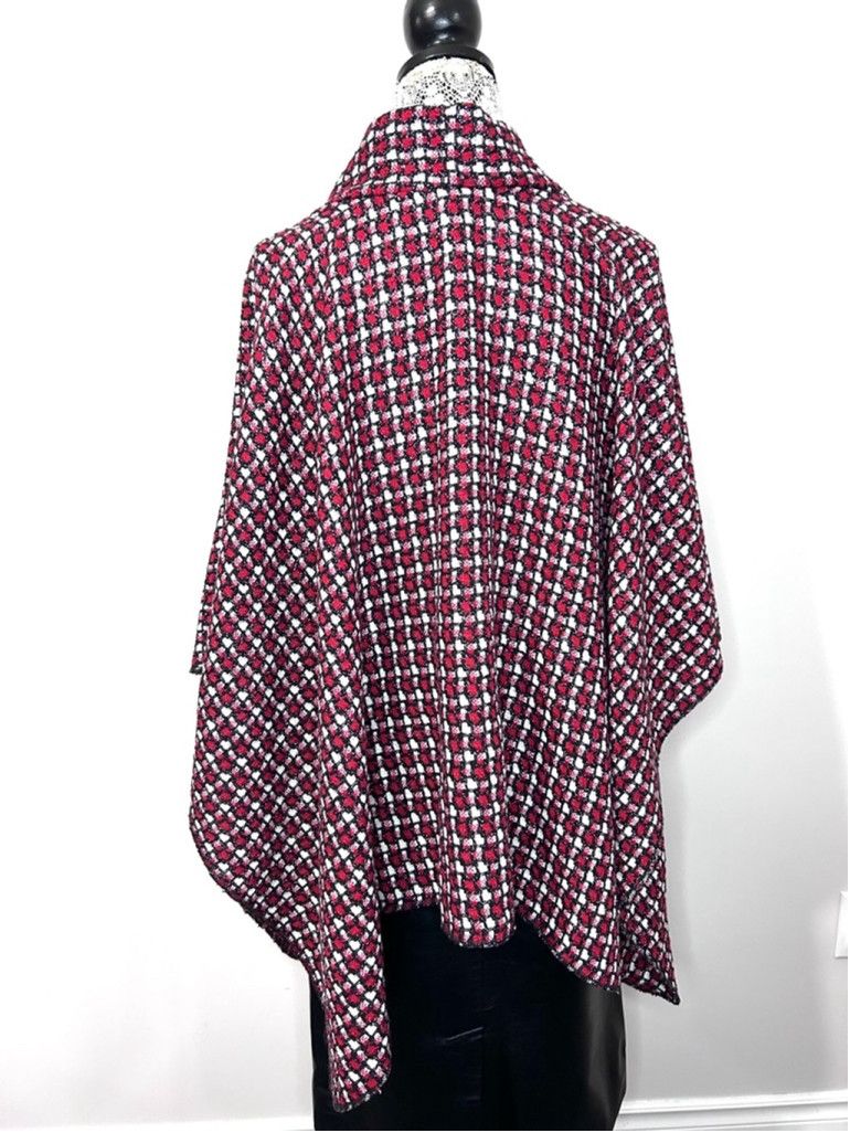 Other Vintage handmade red plaid metallic accents Cape Poncho OS Size ONE SIZE - 6 Thumbnail