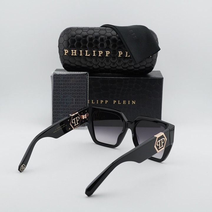 Philipp Plein Philipp Plein SPP160 0700 Sunglasses Black Square Frame Size ONE SIZE - 9 Thumbnail