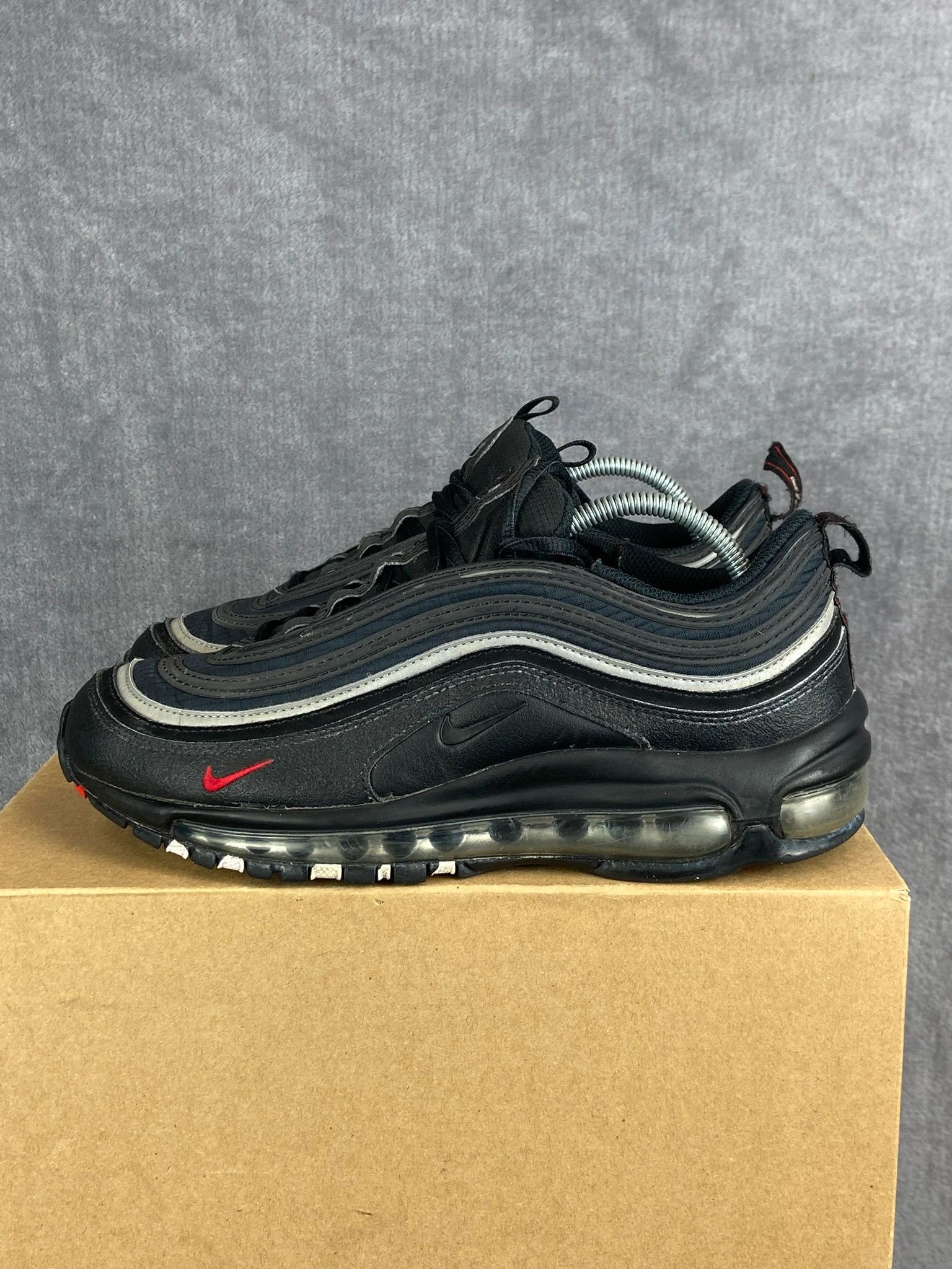 Nike Nike Air Max 97 black sneakers with red swoosh c Size US 6 / EU 39 - 2 Thumbnail