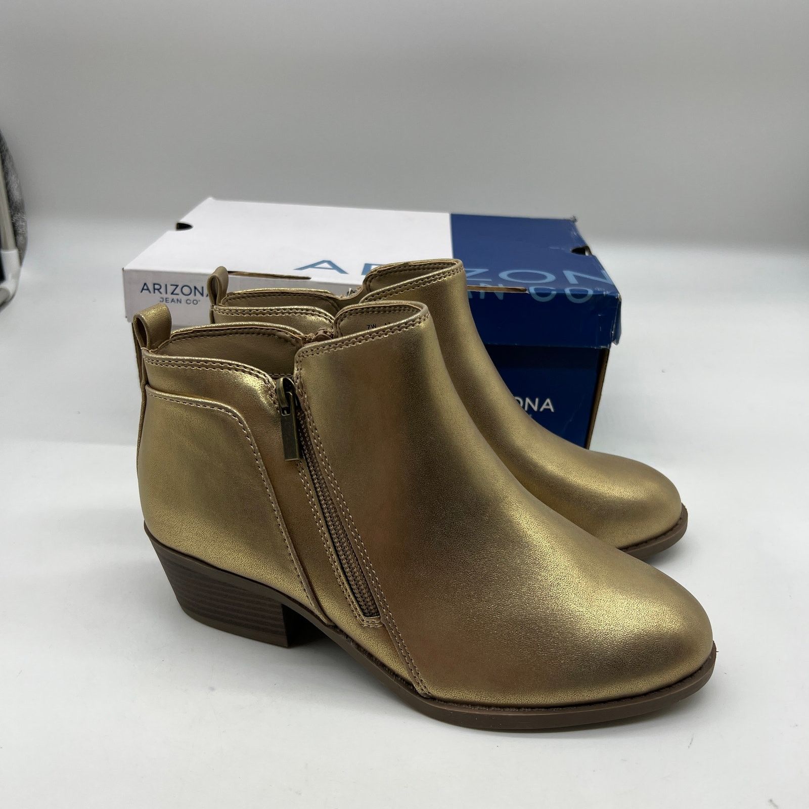 Other Arizona Jean Co Womens Castle Stacked Heel Booties Gold Size US 7 / IT 37 - 1 Thumbnail