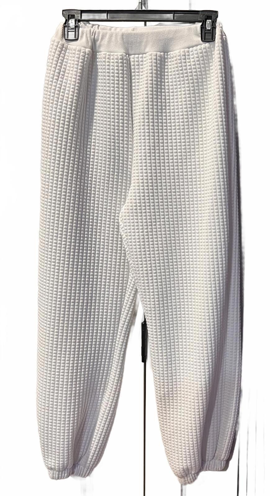 Shein SHEIN White Waffle Knit Joggers - Size S Size 28" / US 6 / IT 42 - 1 Thumbnail