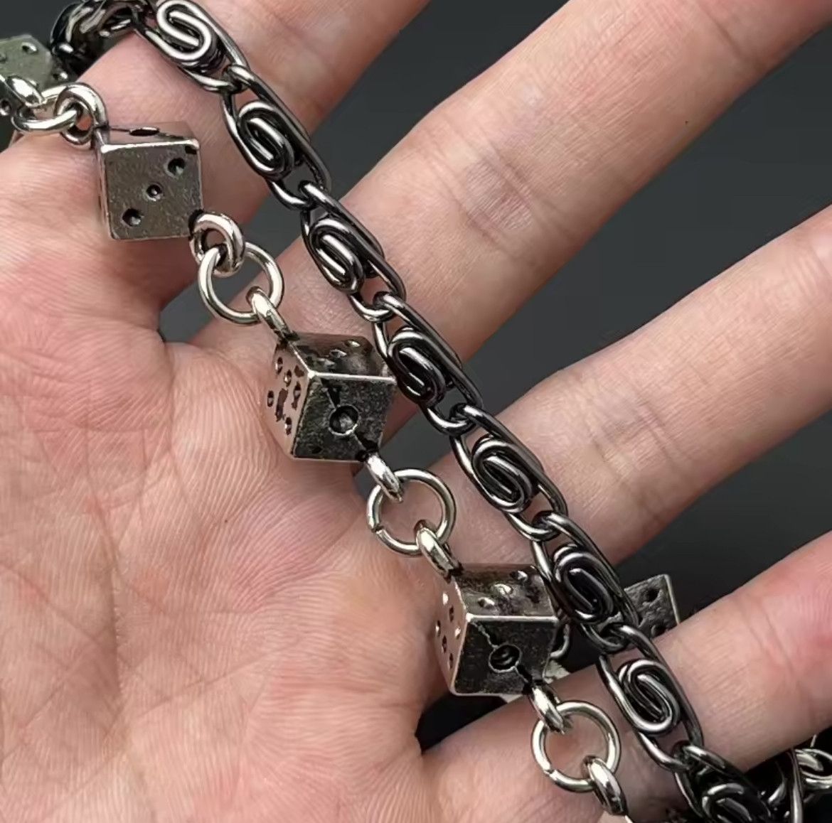 Jean × Vintage Punk Leather Metal Dice Jeans Chain Accessories Size ONE SIZE - 6 Thumbnail