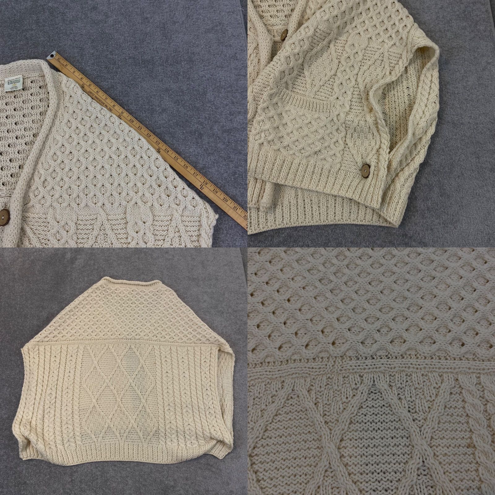 Vintage VINTAGE KILRONAN Knitwear Poncho Sweater Cardigan Merino Wool Cableknit Women One Size Cream Size ONE SIZE - 8 Thumbnail