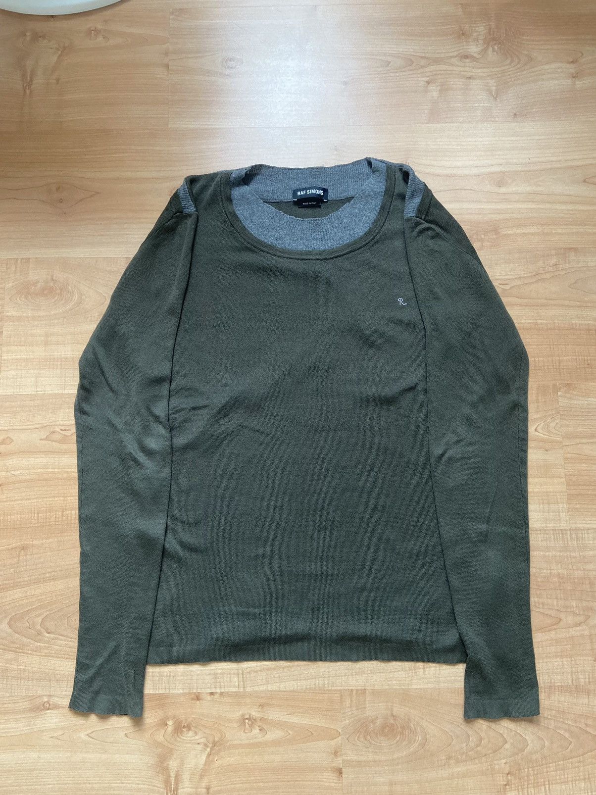 image of 2011 Raf Simons Double Layer Sweater in Green, Men's (Size Medium)