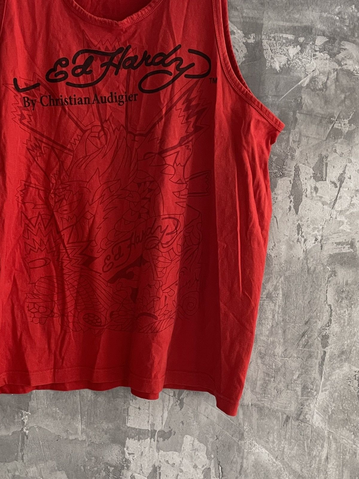 Ed Hardy Vintage Ed Hardy Red Tank Top Y2K 00s Punk Grunge Hype Size US XXL / EU 58 / 5 - 6 Thumbnail