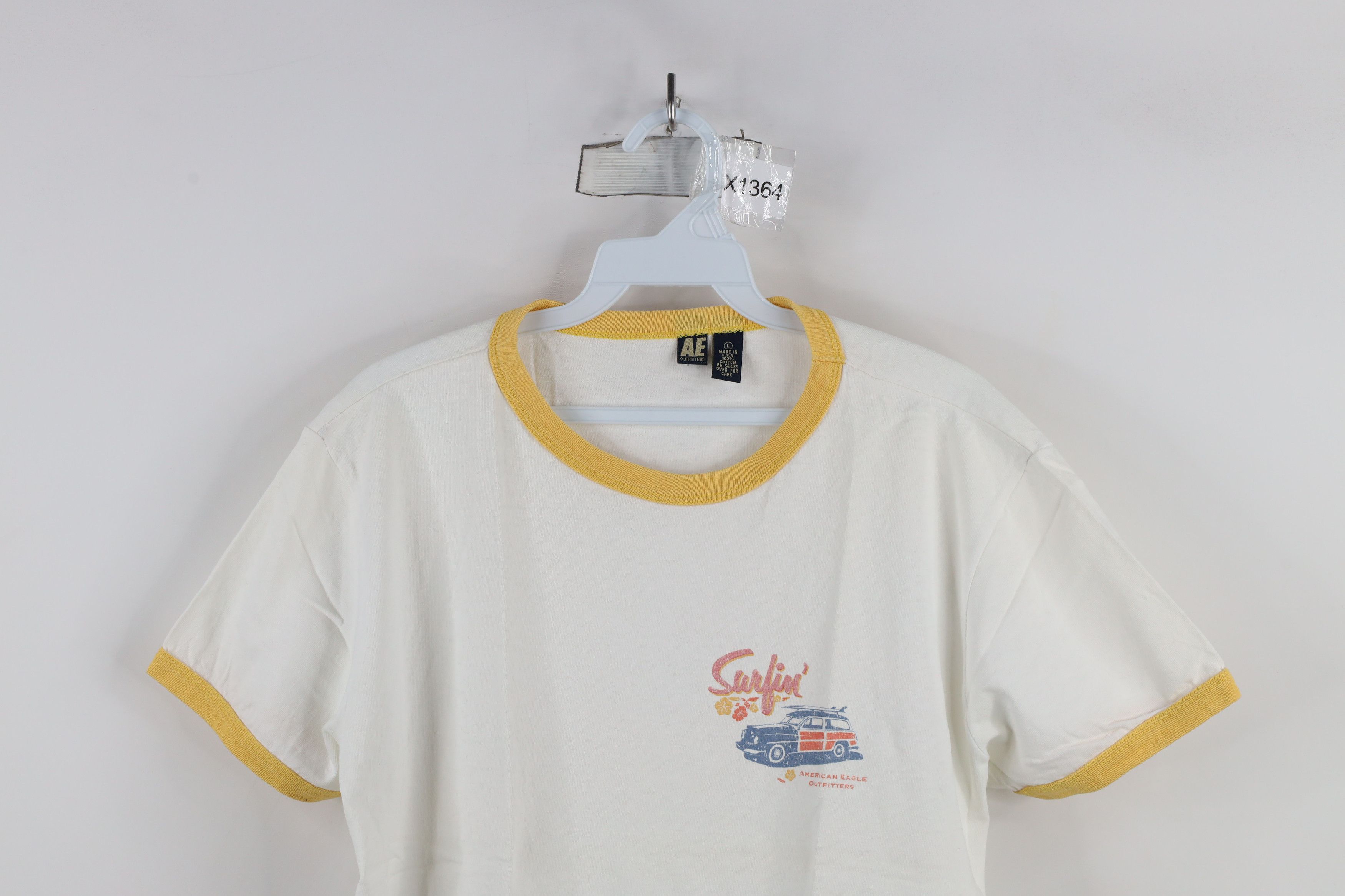 American Eagle Outfitters × Vintage Vintage 90s American Eagle Surfing Ringer T-Shirt USA Size L / US 10 / IT 46 - 2 Thumbnail