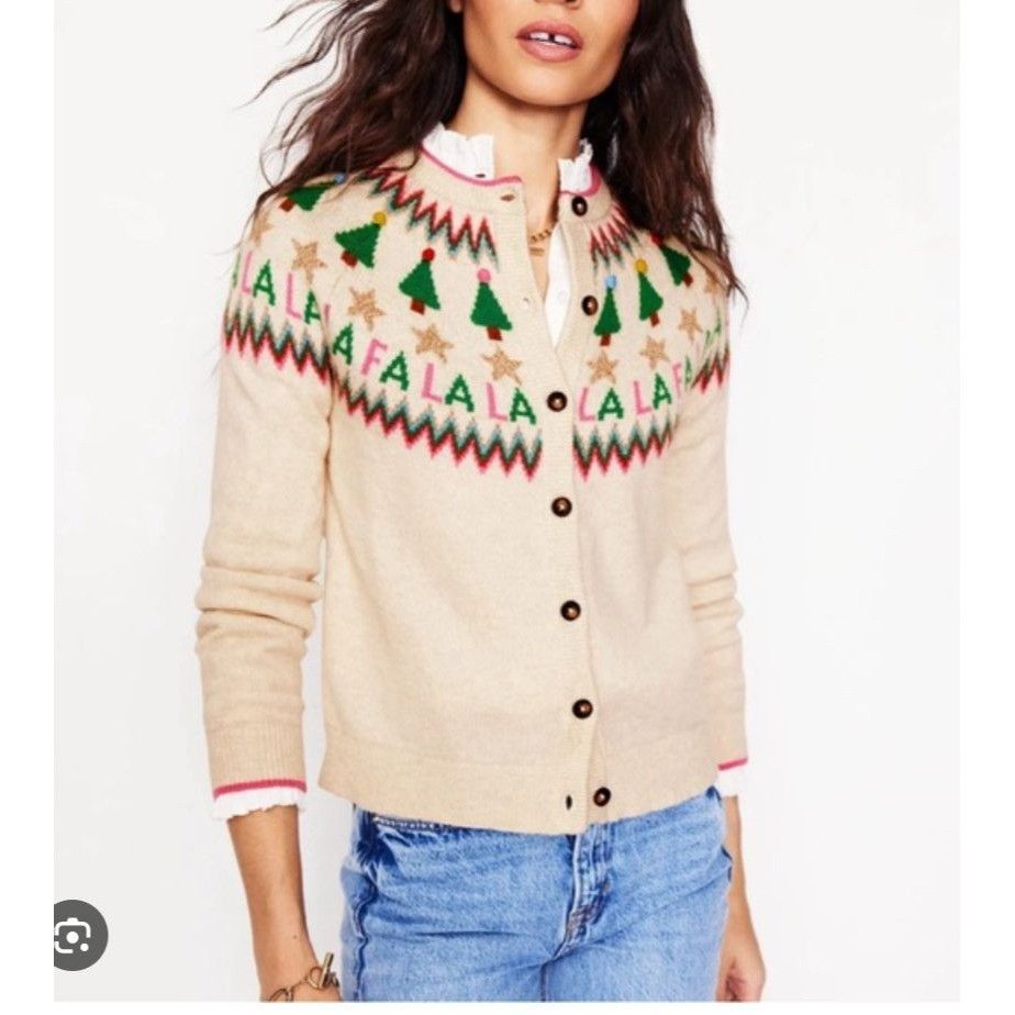 Boden New Boden Edie Fair Isle Alpaca Blend Holiday Cardigan Sweat Size S / US 4 / IT 40 - 1 Thumbnail