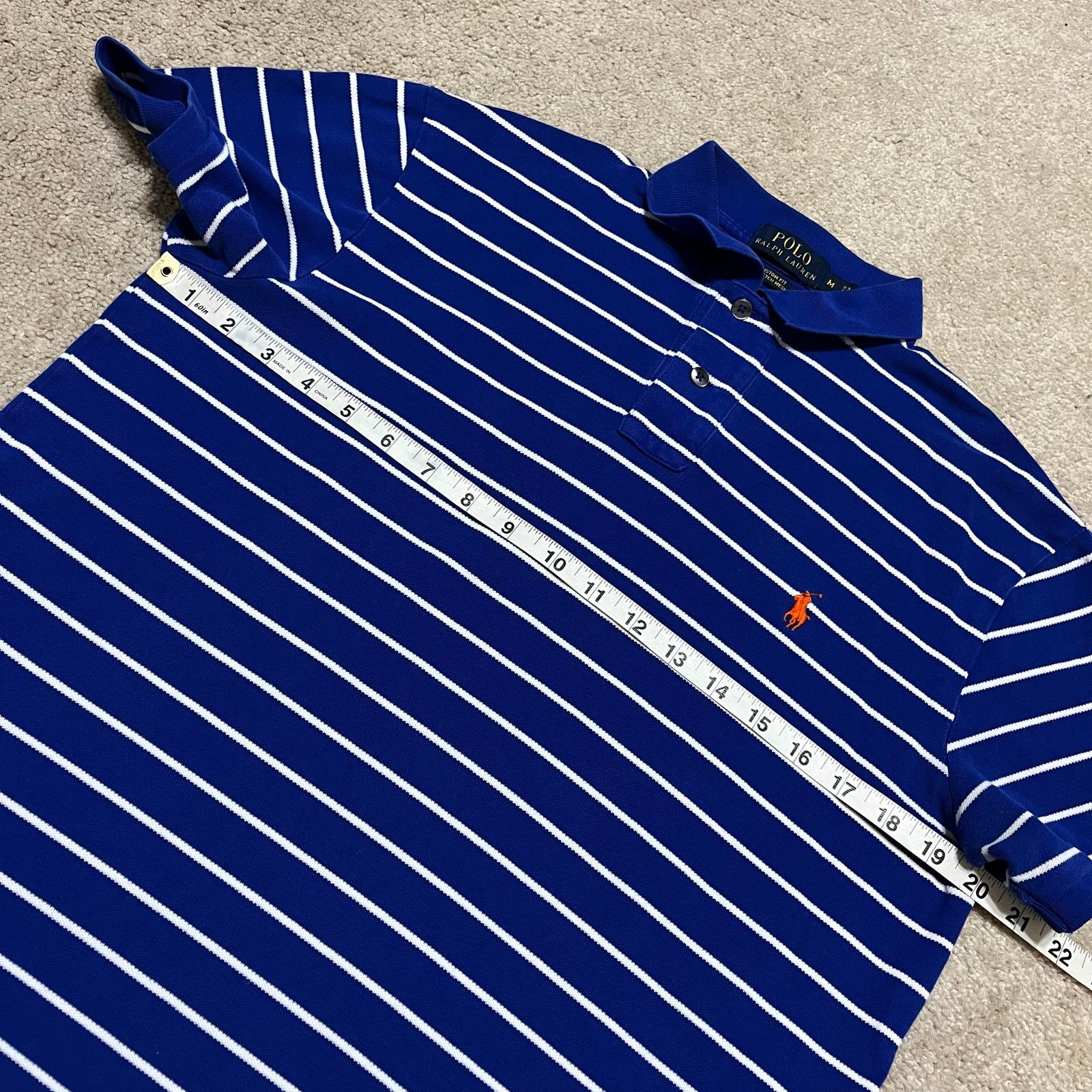 Polo Ralph Lauren Polo Ralph Lauren Orange Pony Blue Striped Polo Shirt Medium Size US M / EU 48-50 / 2 - 6 Thumbnail