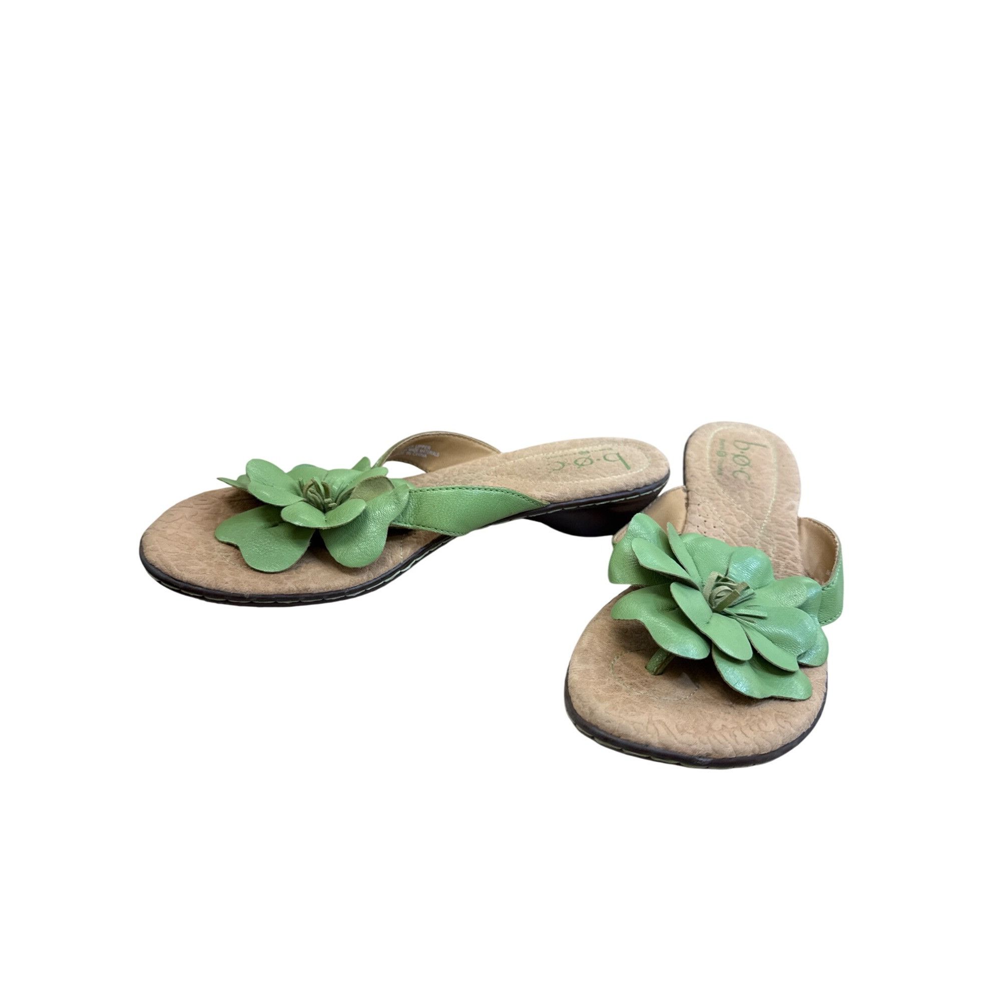 Boc B.O.C Womens Green Beige Leather Floral Slip-On Sandals Size Size US 9 / IT 39 - 2 Thumbnail