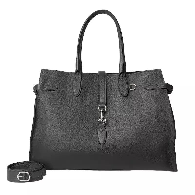 Gucci GUCCI $7600 Grey Leather Hook Lrg Tote New Auth Size ONE SIZE - 3 Thumbnail