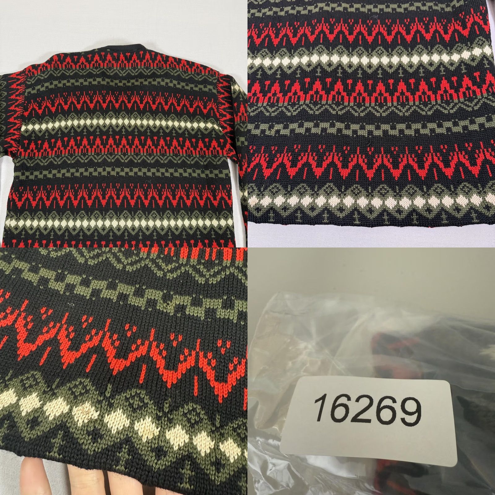Vintage VINTAGE Penneys Towncraft Wool Full Zip Cardigan Sweater Mens Large Black Fair Isle 60s 50s Size US L / EU 52-54 / 3 - 9 Thumbnail