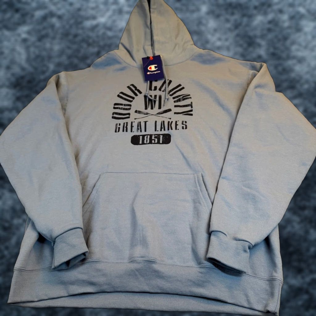 Champion Champion Hoodie Mens L Blue Graphic Print Hooded Pockets All Seasons Door County WI Great Lakes Nautical Souvenir Vintage: No Size US L / EU 52-54 / 3 - 1 Thumbnail