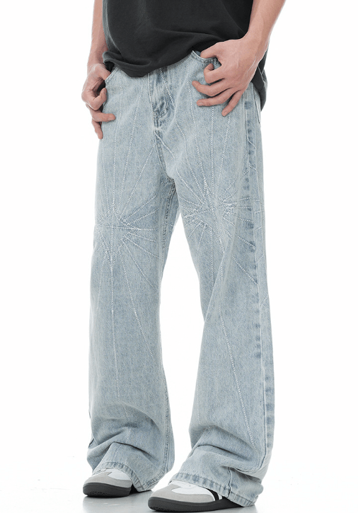 Japanese Brand × Jean American high street spider web embroidered jeans for men Size US 32 / EU 48 - 3 Thumbnail