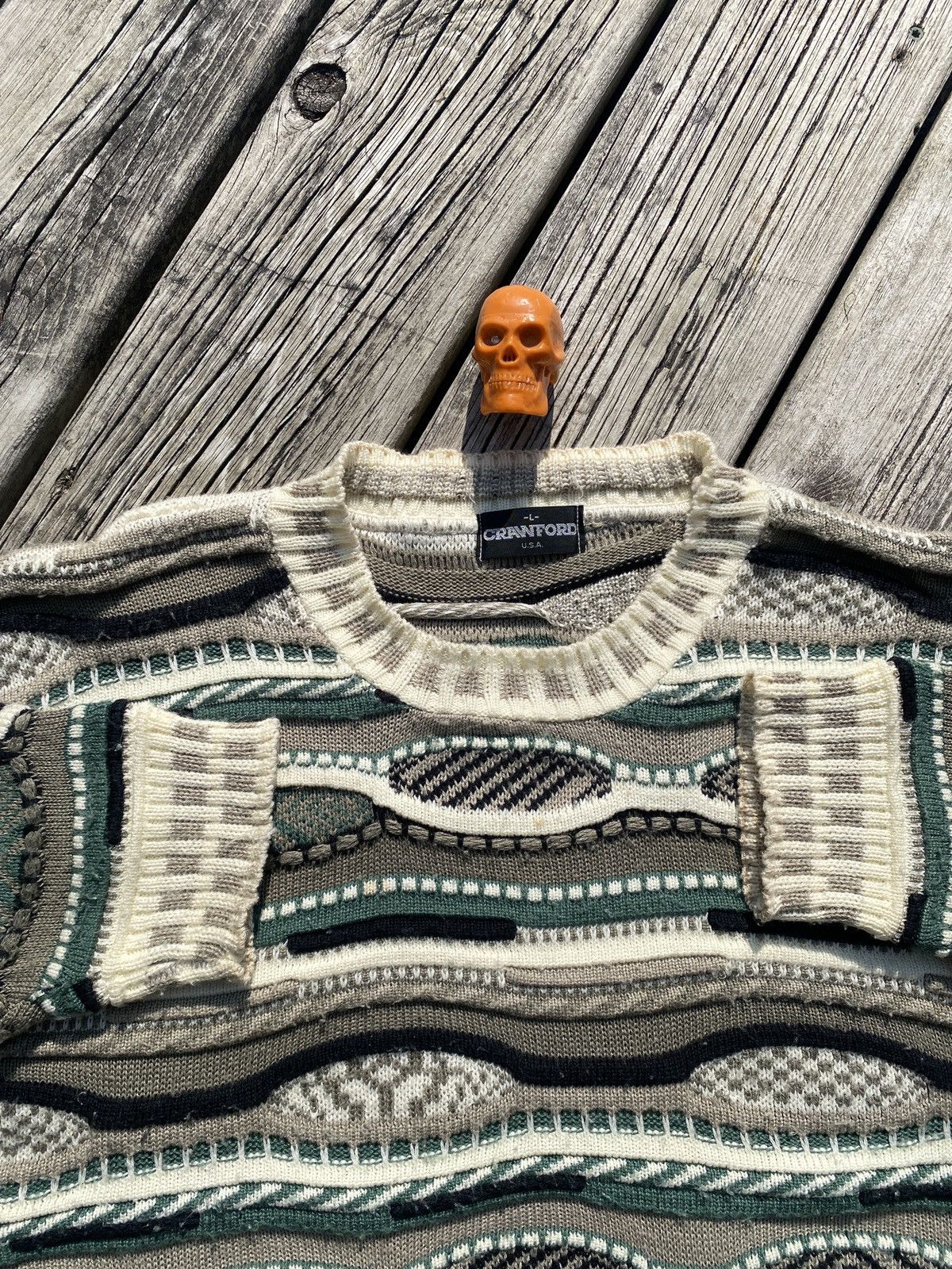 Vintage 90s coogie style textured knit sweater sz L Size US L / EU 52-54 / 3 - 3 Thumbnail
