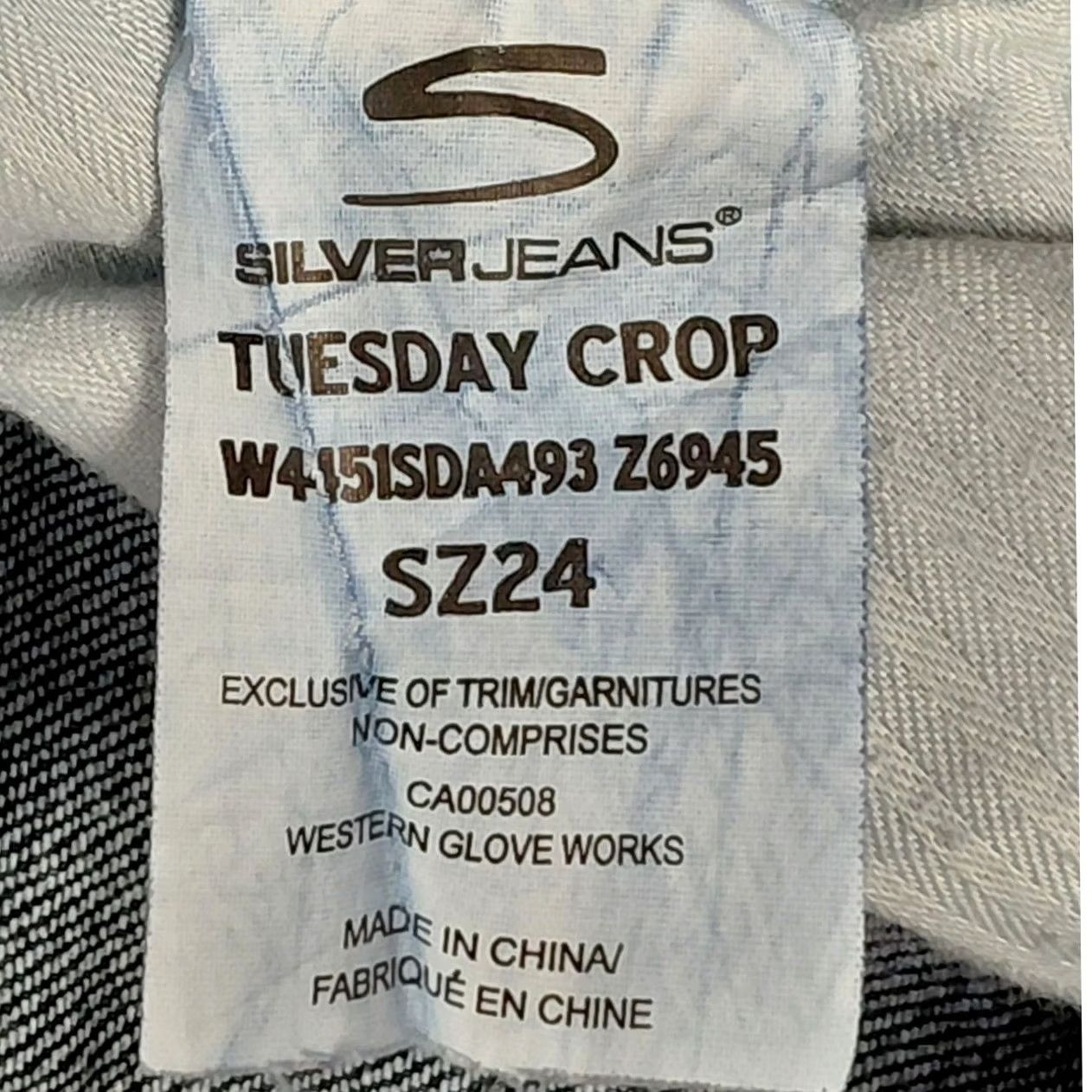 Vintage Silver Jeans Womens 24 Blue Tuesday Crop Denim Shorts Solid Regular Women Size Size 42" / US 20 - 7 Thumbnail