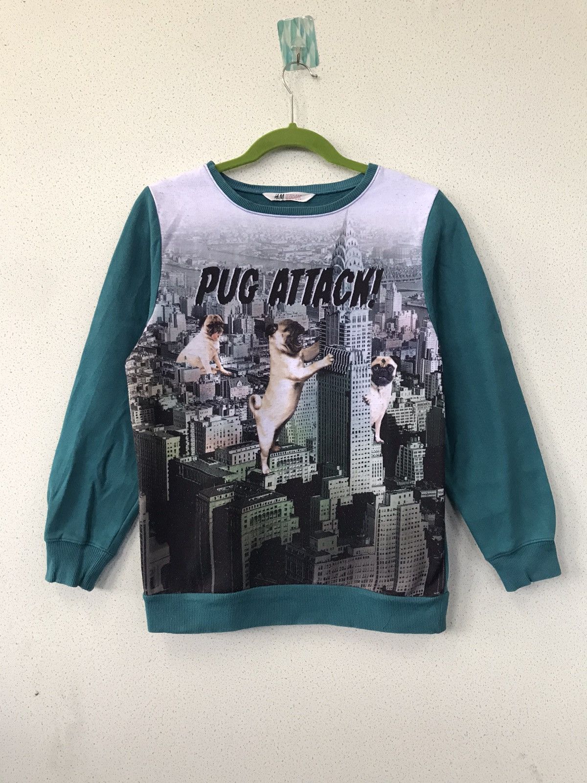 image of Art x H&m Pug Attack Fullprinted Sweatshirt, Men's (Size Medium)