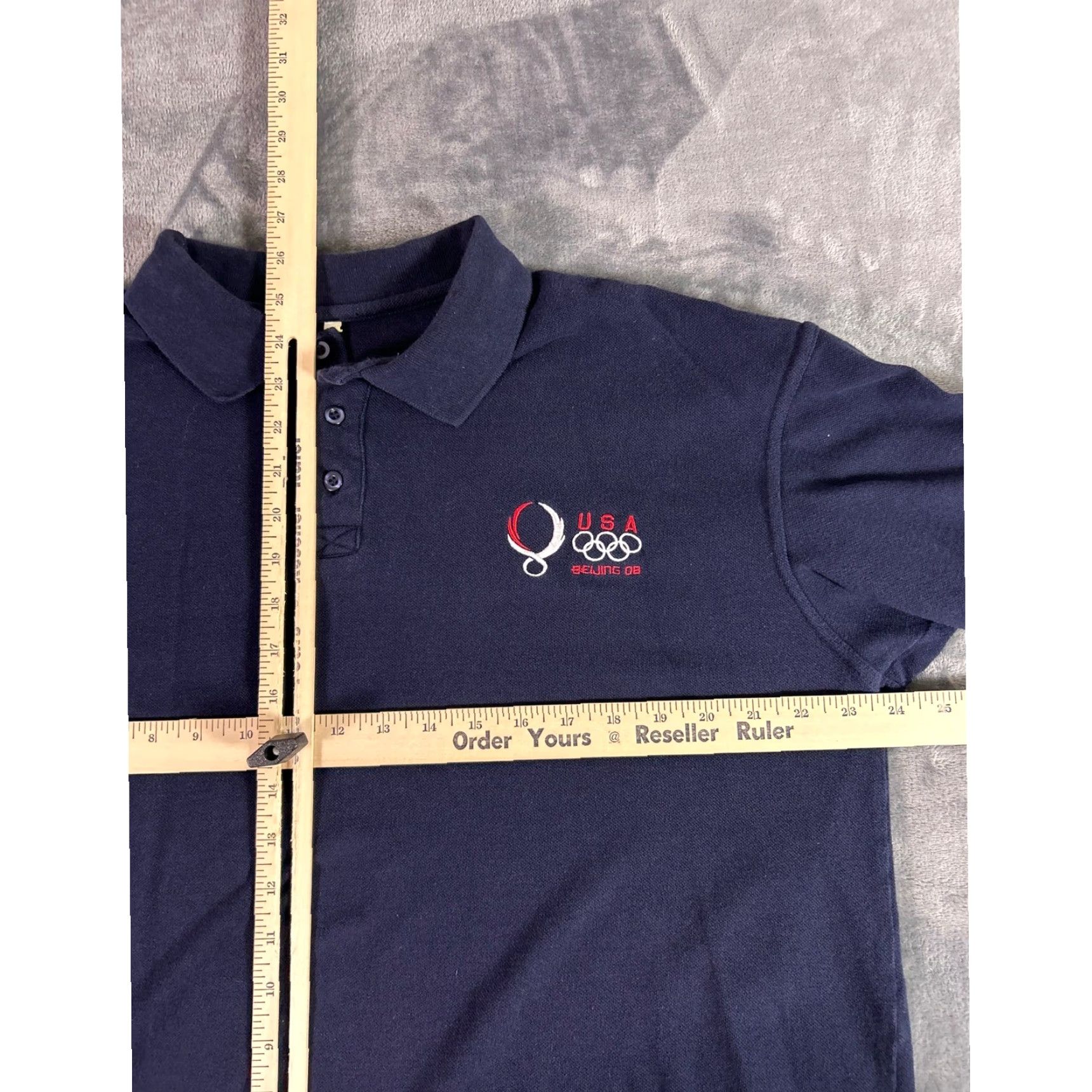 Vintage Nike Shirt Polo Short Sleeve Adult XL Black/Blue USA Beijing 2008 Olympic Embroidered Rings Logo Button Collared Casual Activewear Mens Size US XL / EU 56 / 4 - 4 Thumbnail