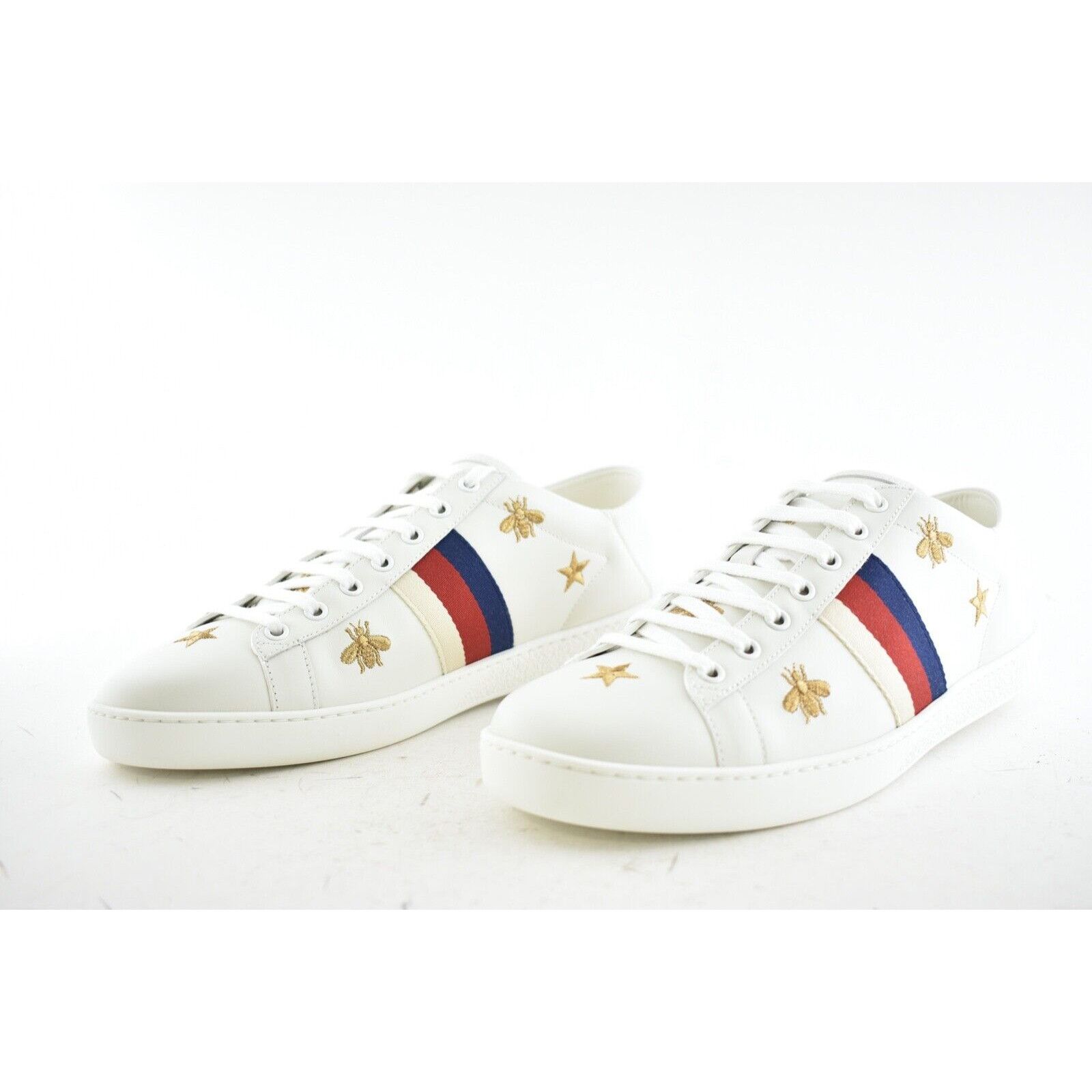 Gucci Gucci White Star Bee Gold Flat Low Top Lace Up Tie Sneaker Size US 12 / IT 42 - 9 Thumbnail