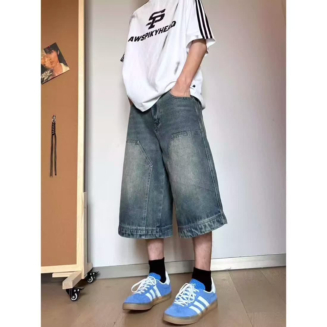 Japanese Brand × Jean Blue washed vintage cargo denim shorts y2k Size US 32 / EU 48 - 2 Thumbnail