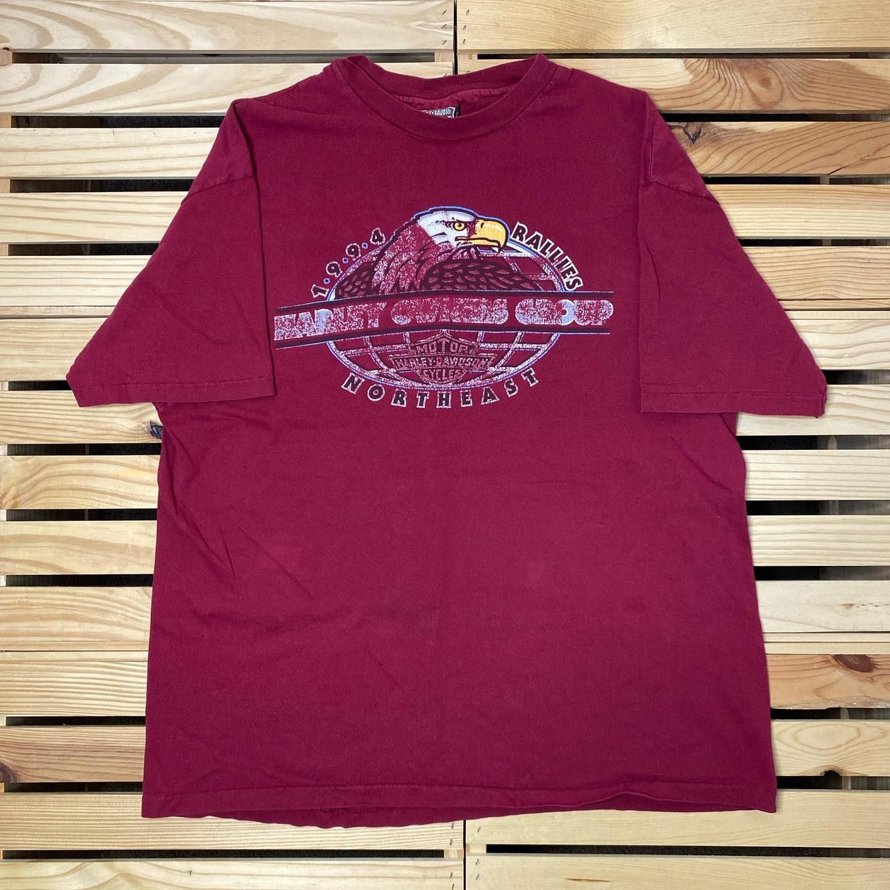 Harley Davidson Vintage Harley Davidson NH Rally Burgundy Biker Tee Size XL Size US XL / EU 56 / 4 - 1 Thumbnail