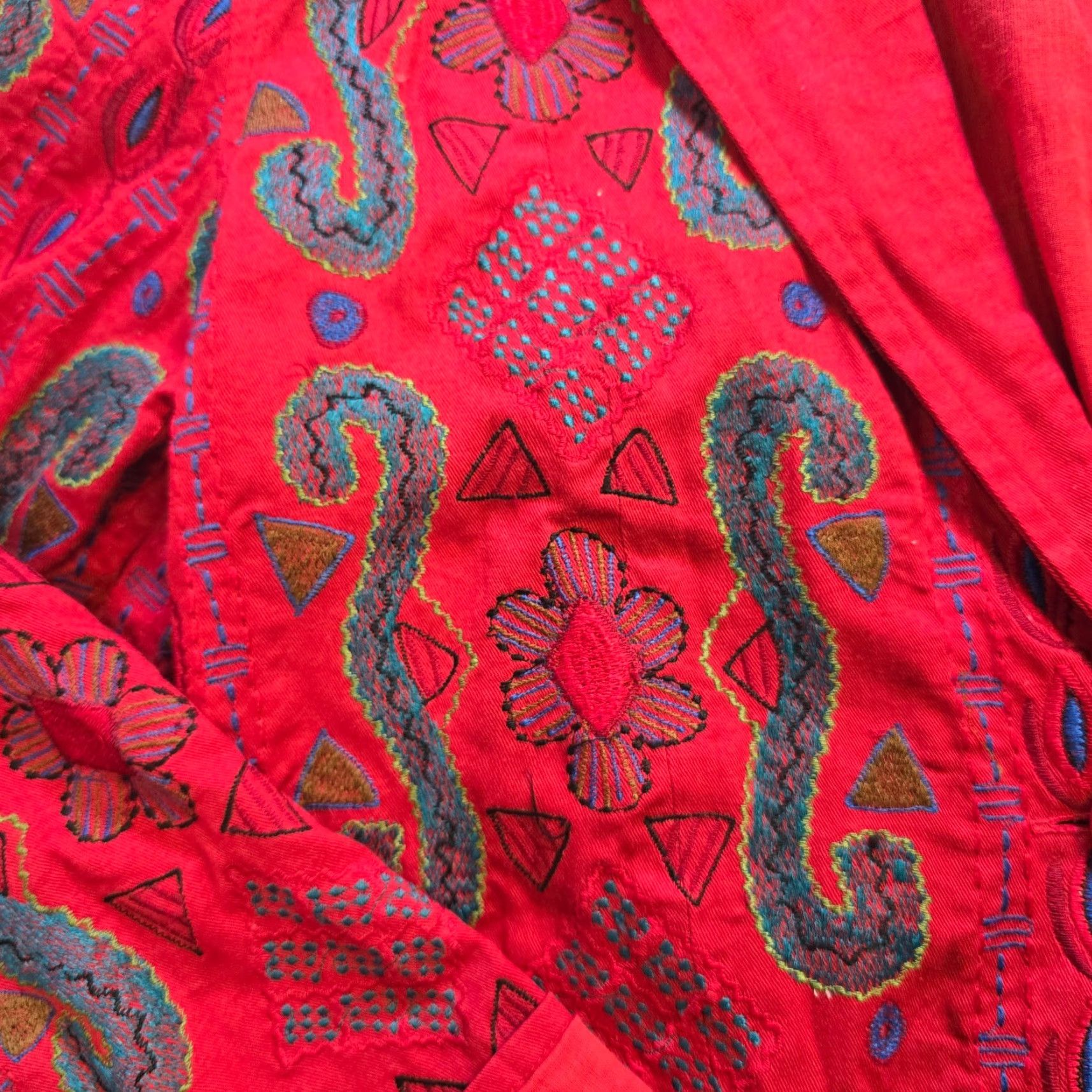 Orvis Orvis Jacket Womens Medium Red Embroidered Art To Wear Lagenlook Casual Shirt? Size M / US 6-8 / IT 42-44 - 5 Thumbnail