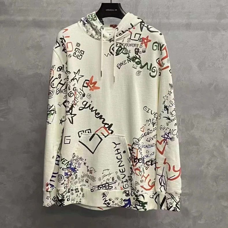 Givenchy Givenchy Beige Graffiti Logo Hoodie - dmc Size US M / EU 48-50 / 2 - 1 Thumbnail